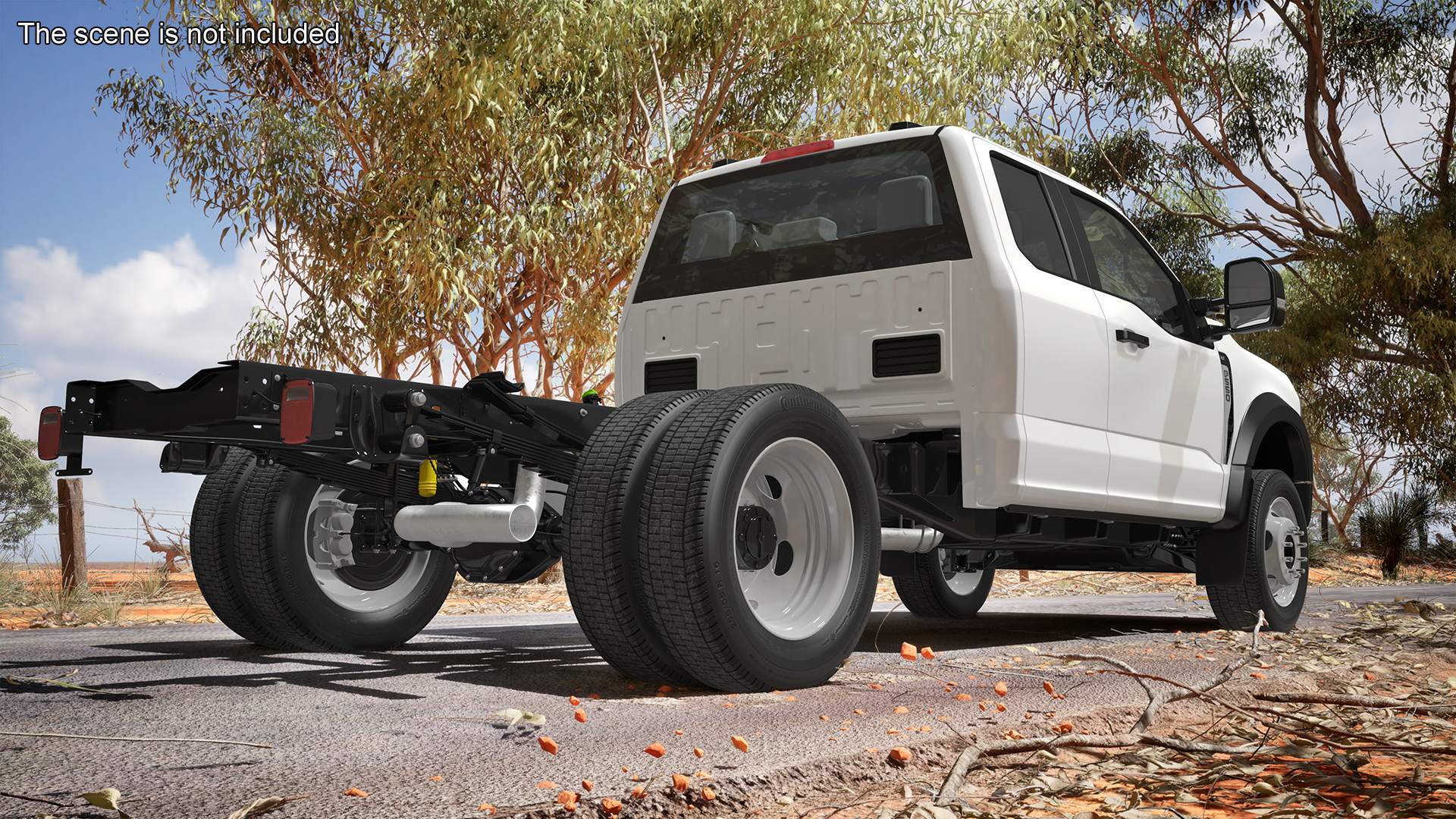 3D 2023 Ford Super Duty F-550 XLT Bare Chassis White Rigged