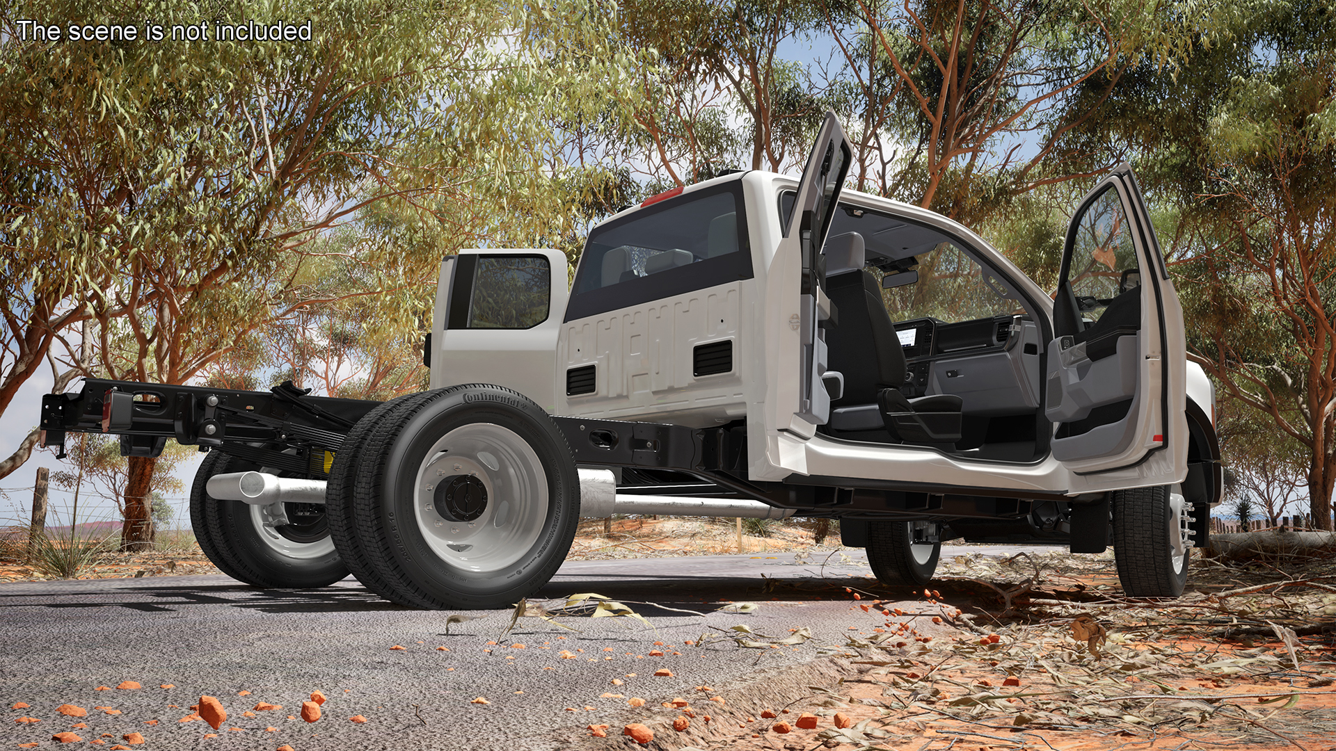 3D 2023 Ford Super Duty F-550 XLT Bare Chassis White Rigged