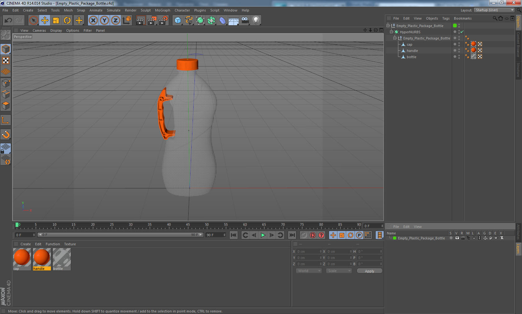 3D Empty Plastic Package Bottle model
