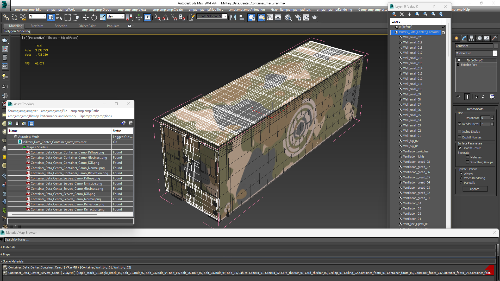 3D model Military Data Center Container