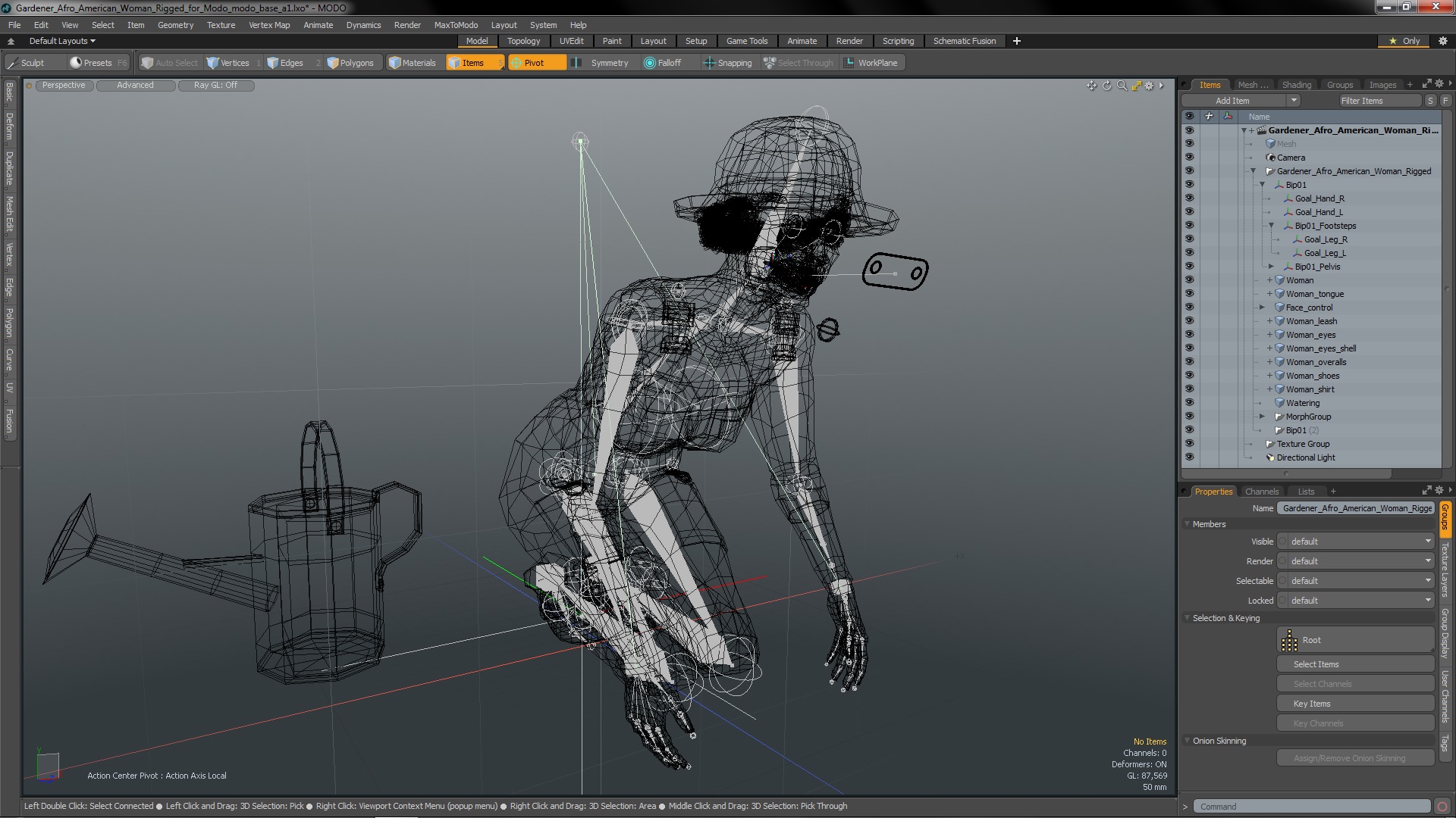 Gardener Afro American Woman Rigged for Modo 3D model