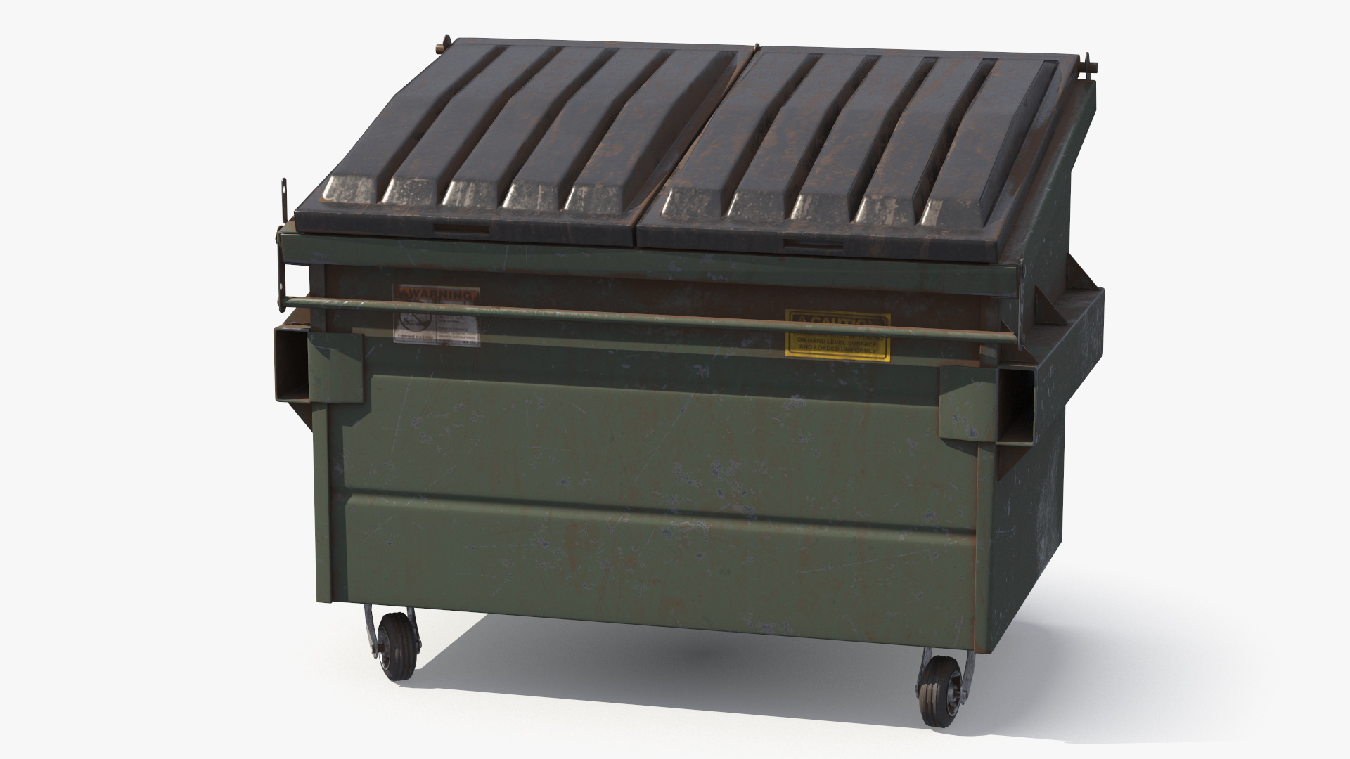 Dirty Trash Dumpster Green Game Ready, view 2