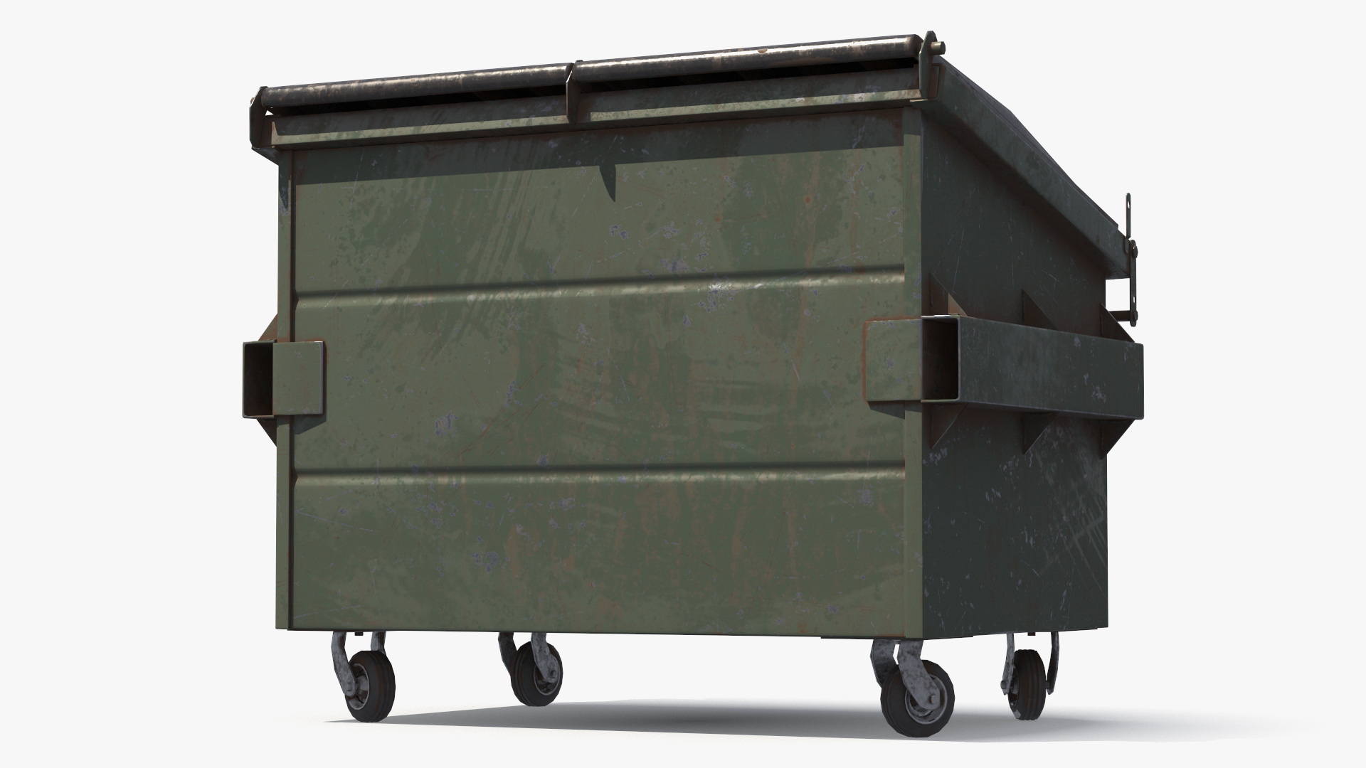 Dirty Trash Dumpster Green Game Ready, view 3