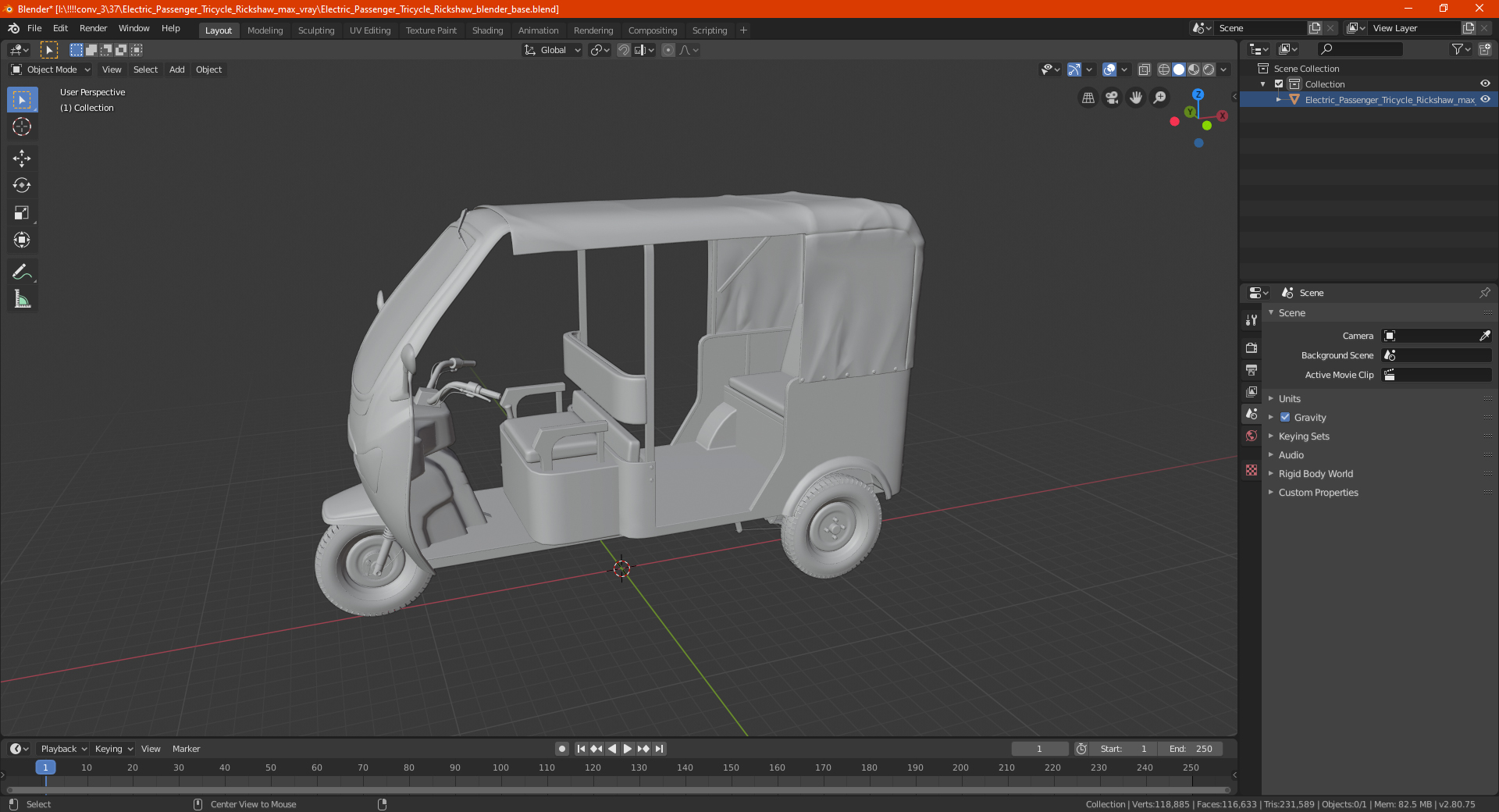 3D Electric Passenger Tricycle Rickshaw