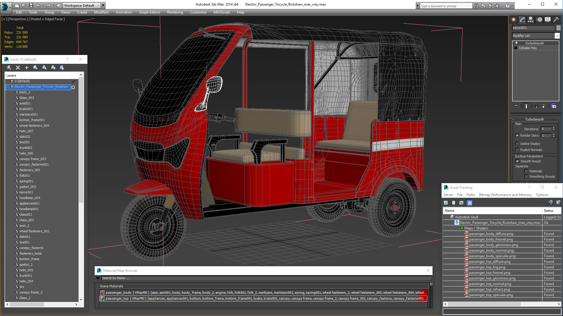 3D Electric Passenger Tricycle Rickshaw