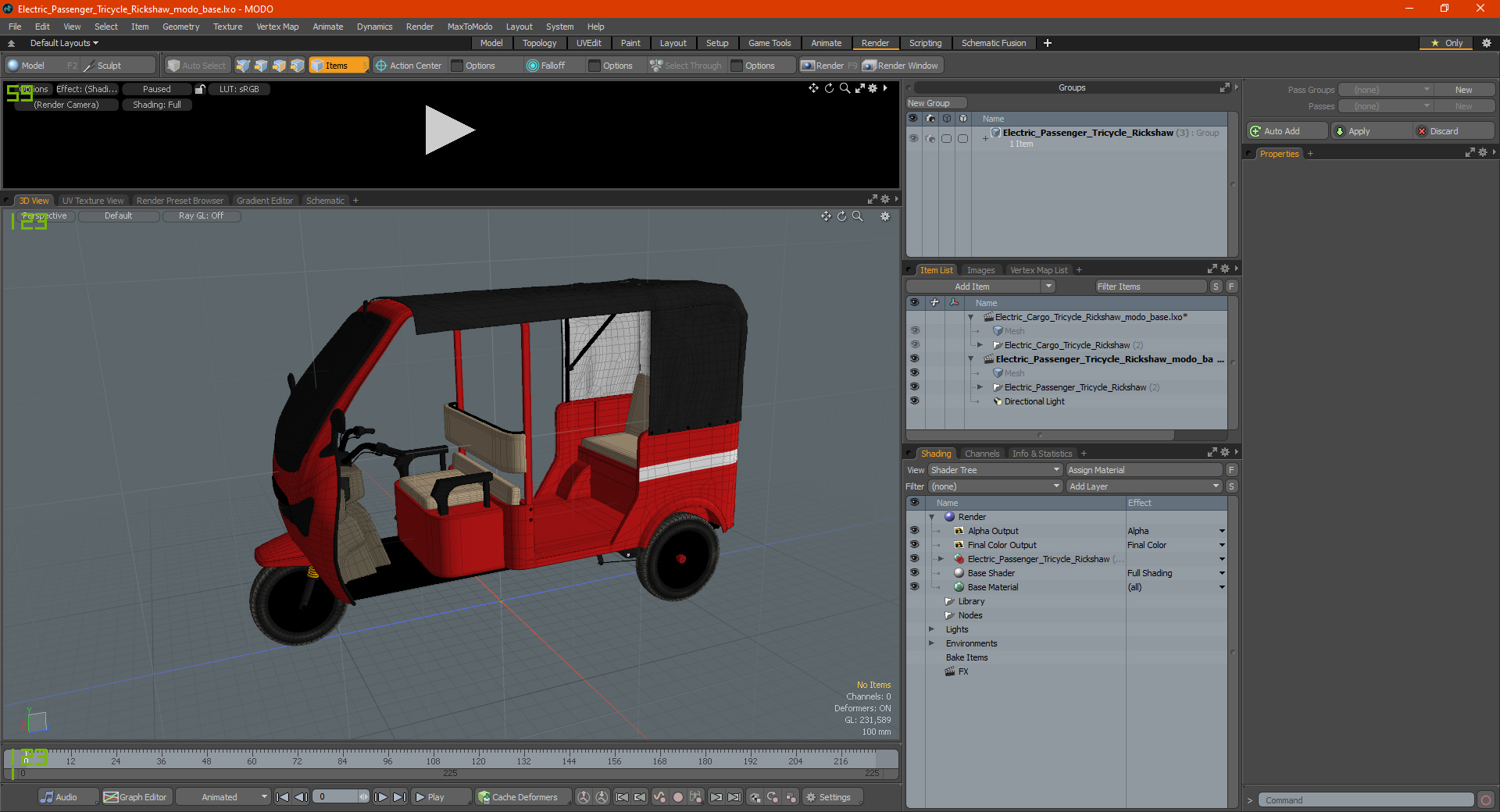 3D Electric Passenger Tricycle Rickshaw