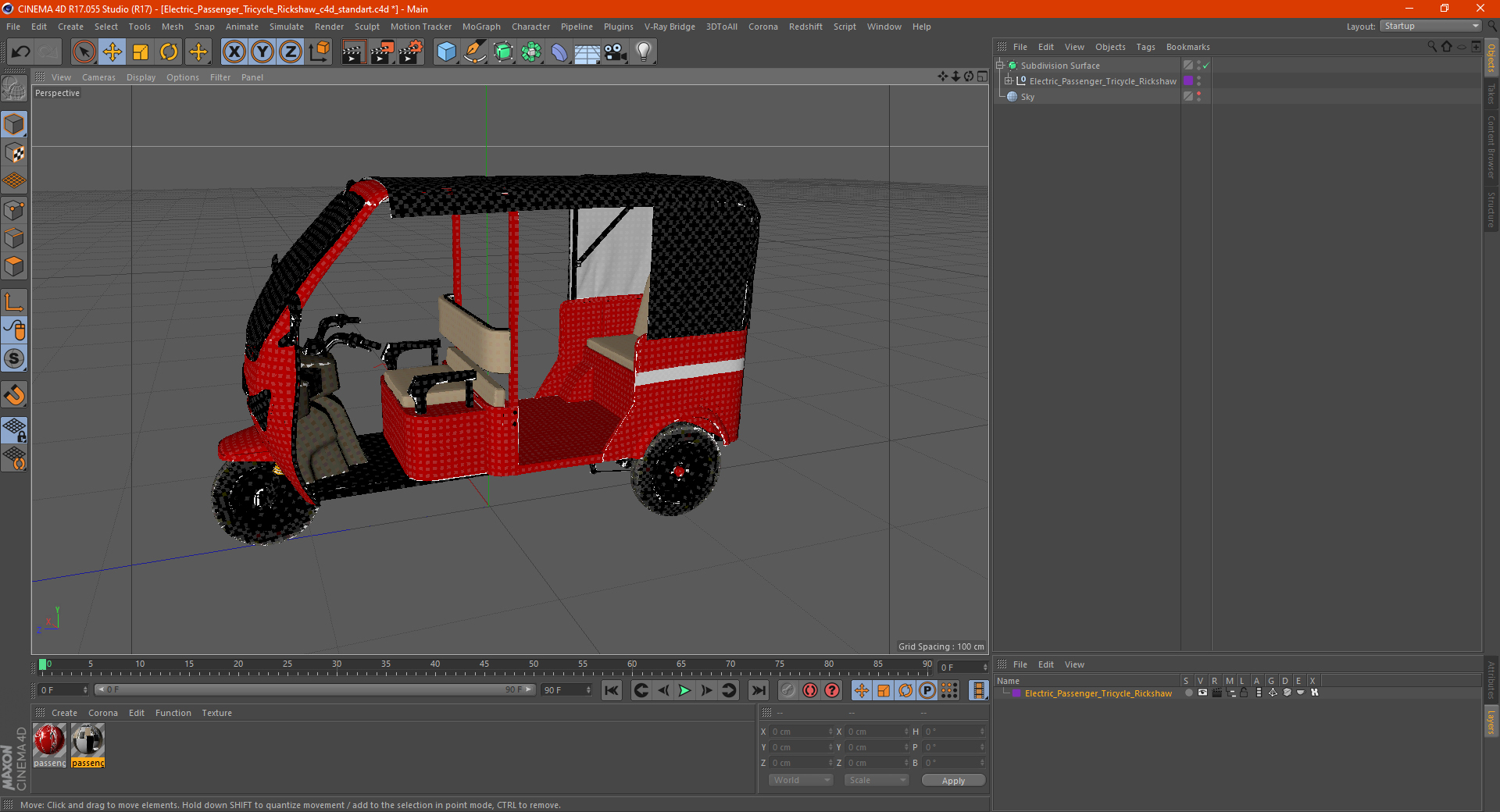 3D Electric Passenger Tricycle Rickshaw
