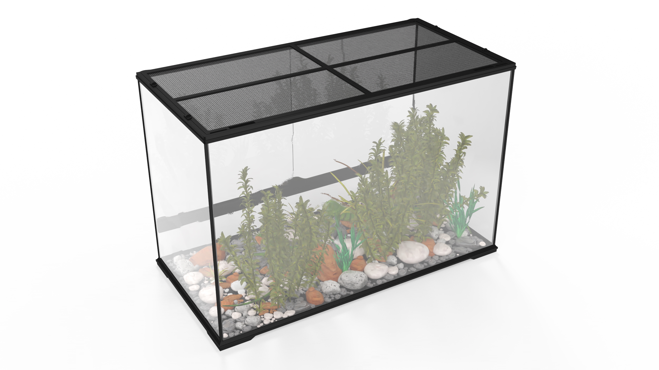 3D model Large Terrarium with Plants Garden and Two Iguanas