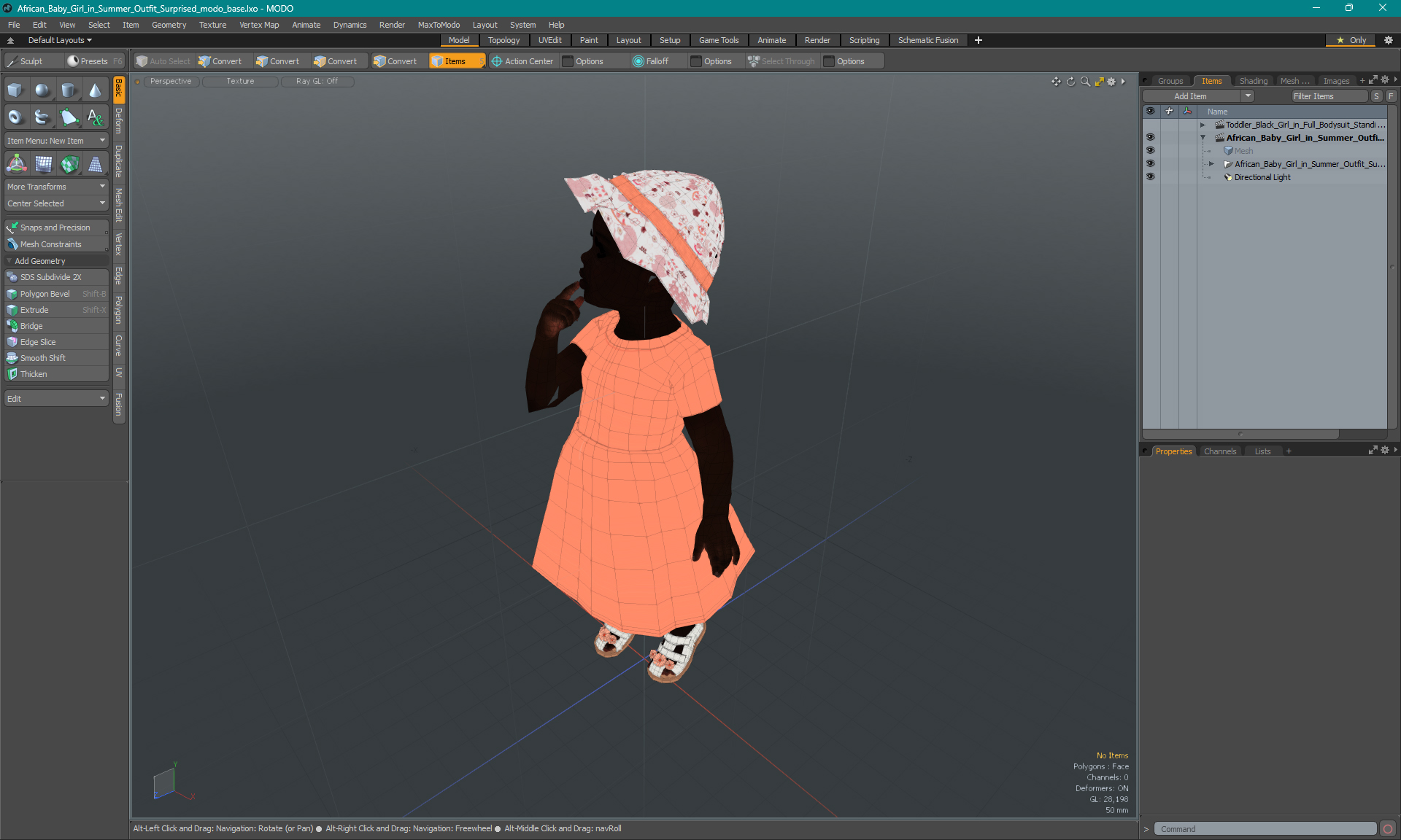 African Baby Girl in Summer Outfit Surprised 3D model