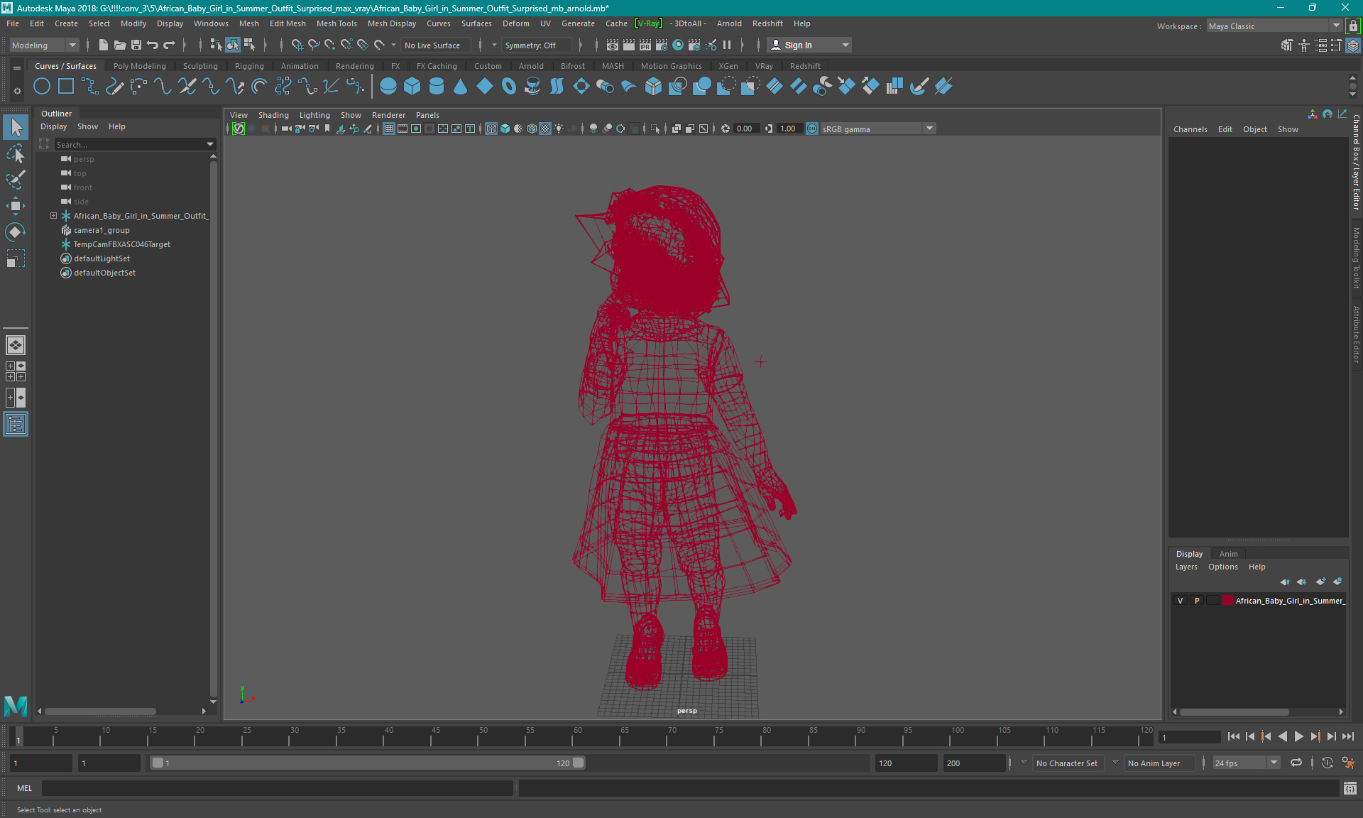 African Baby Girl in Summer Outfit Surprised 3D model