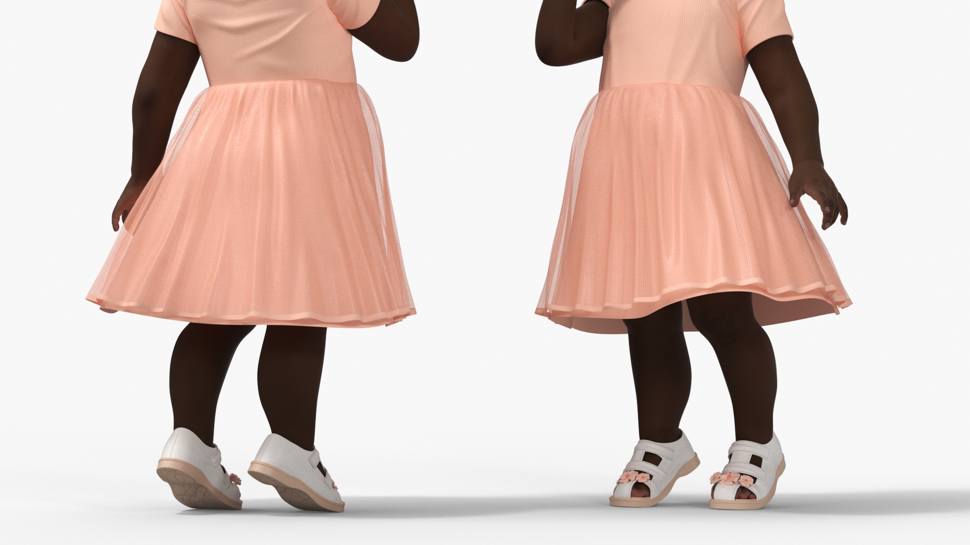 African Baby Girl in Summer Outfit Surprised 3D model