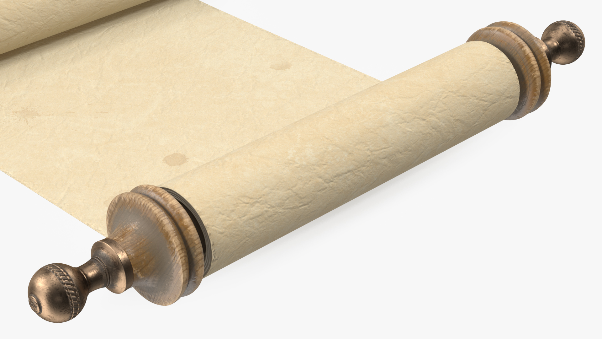 Antique Unfolded Blank Parchment Scroll 3D model