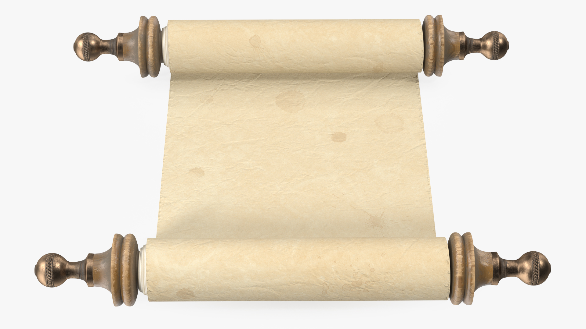 Antique Unfolded Blank Parchment Scroll 3D model