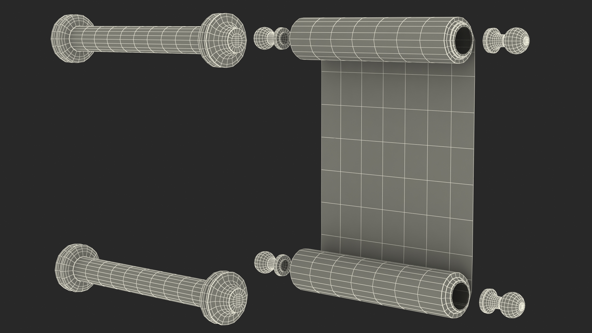 Antique Unfolded Blank Parchment Scroll 3D model