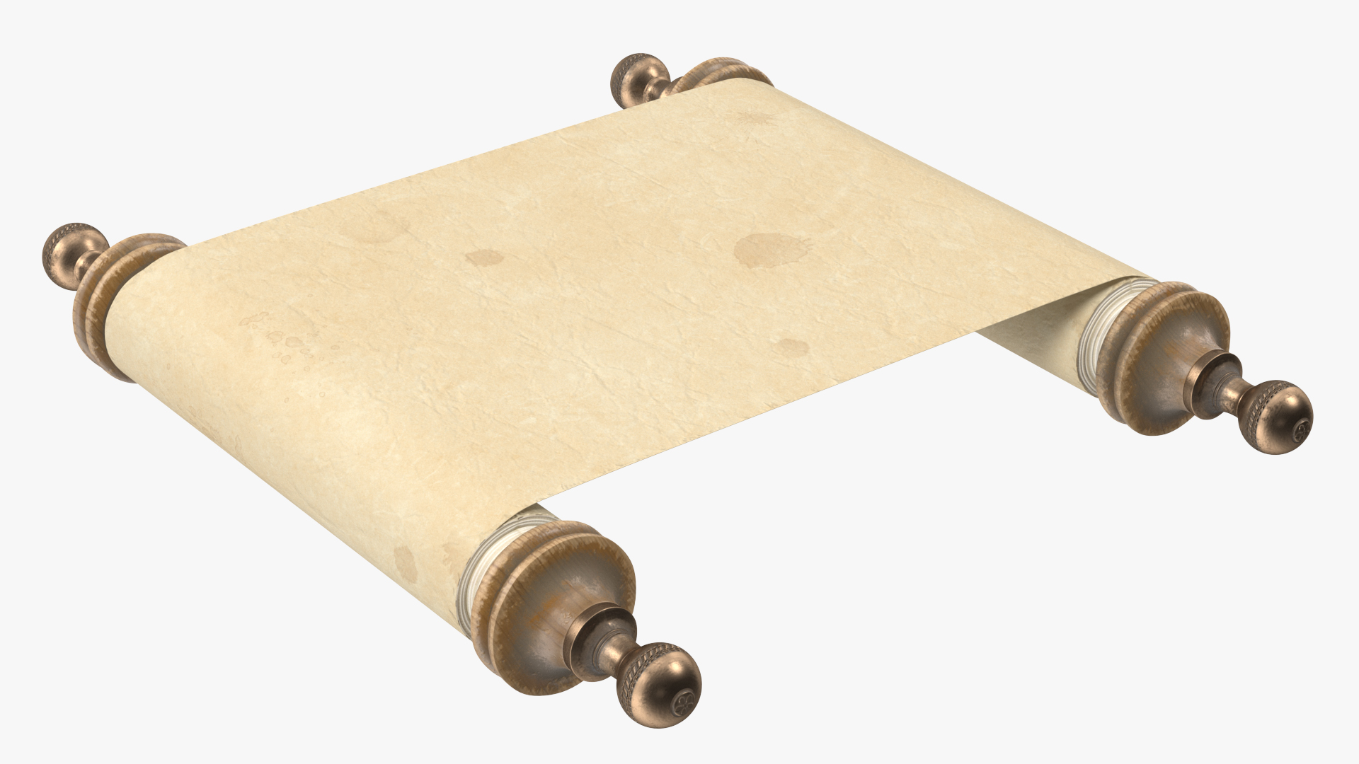 Antique Unfolded Blank Parchment Scroll 3D model