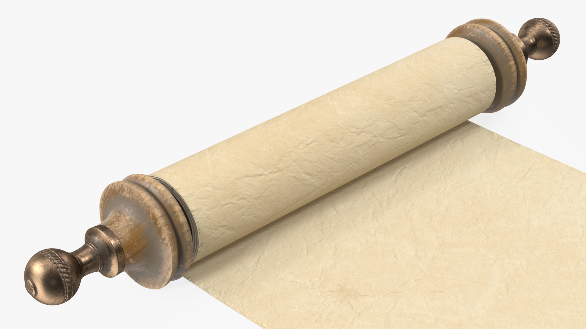 Antique Unfolded Blank Parchment Scroll 3D model