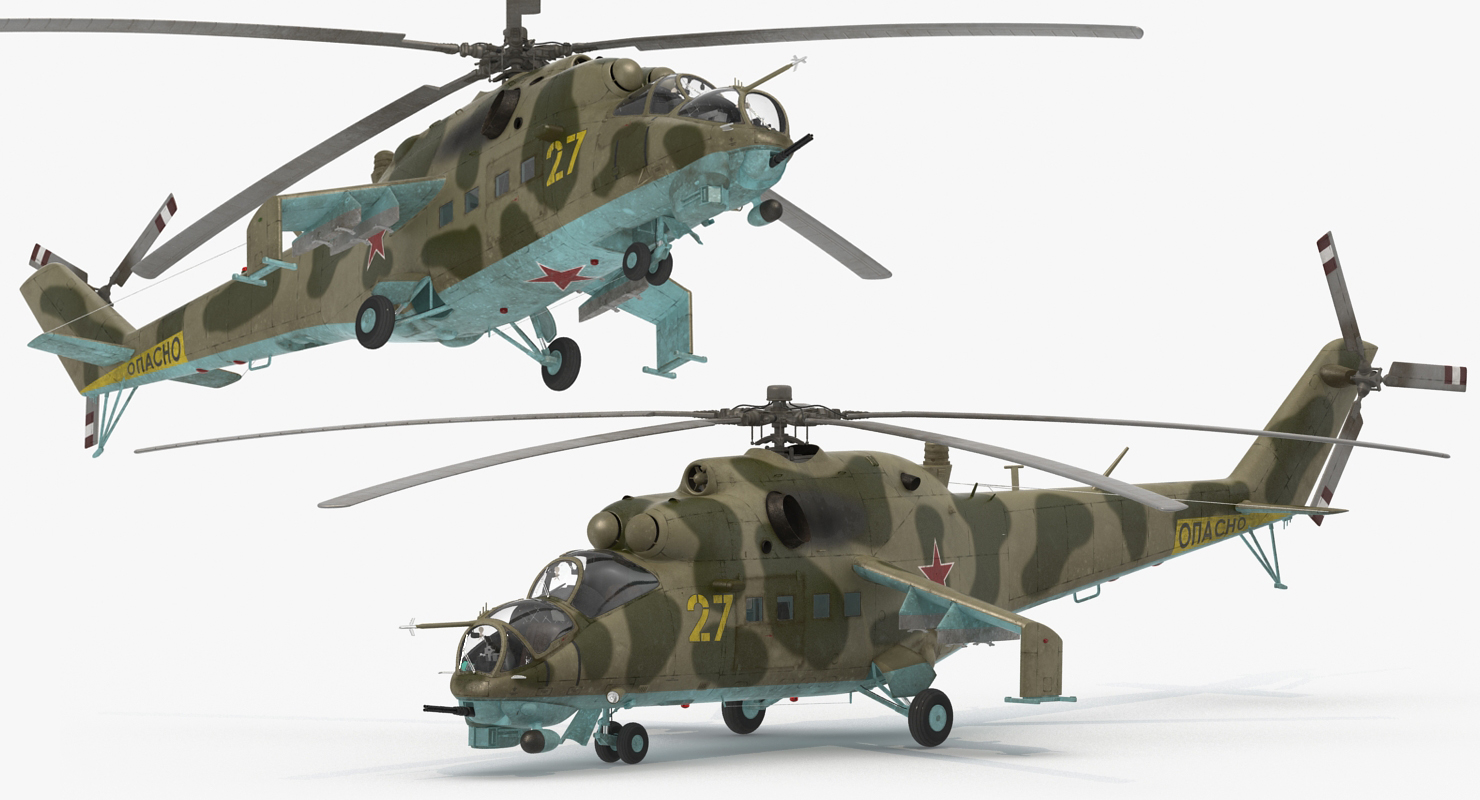 3D model Russian Helicopter Mil Mi 24 Rigged