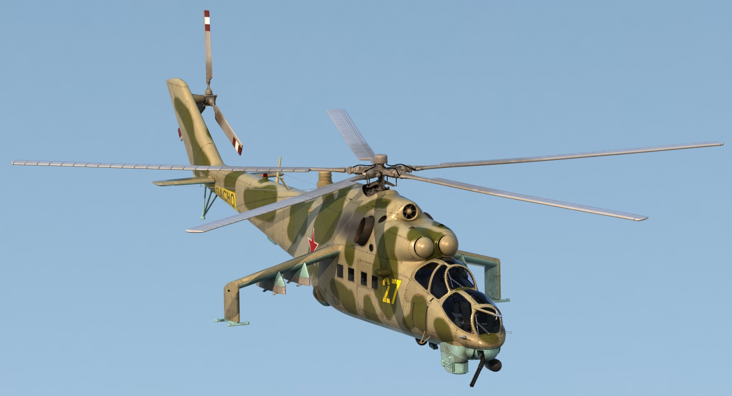 3D model Russian Helicopter Mil Mi 24 Rigged
