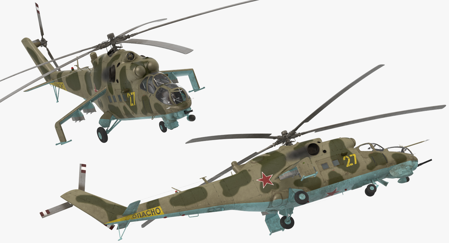 3D model Russian Helicopter Mil Mi 24 Rigged
