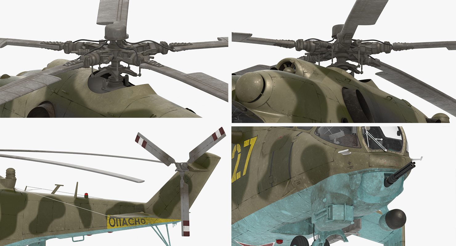 3D model Russian Helicopter Mil Mi 24 Rigged