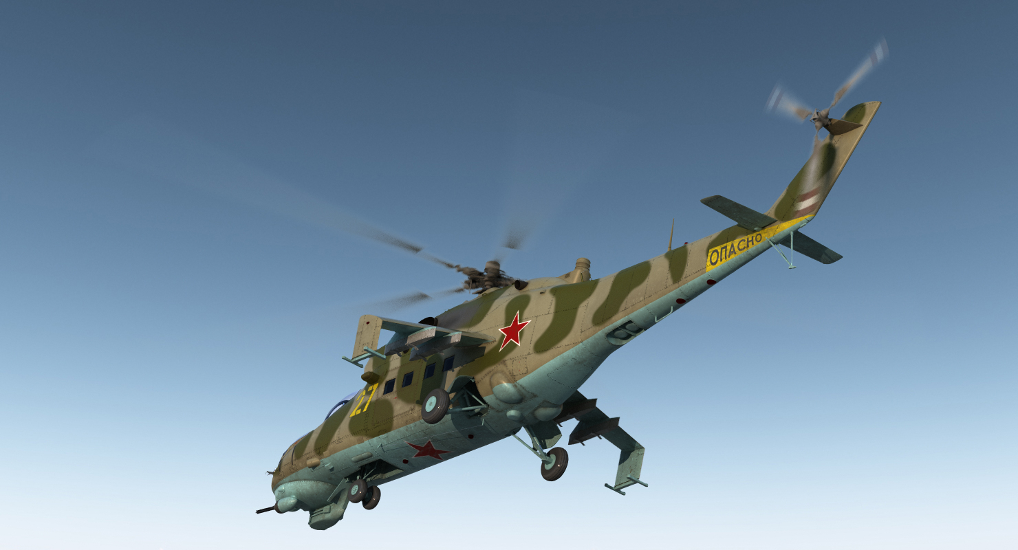 3D model Russian Helicopter Mil Mi 24 Rigged