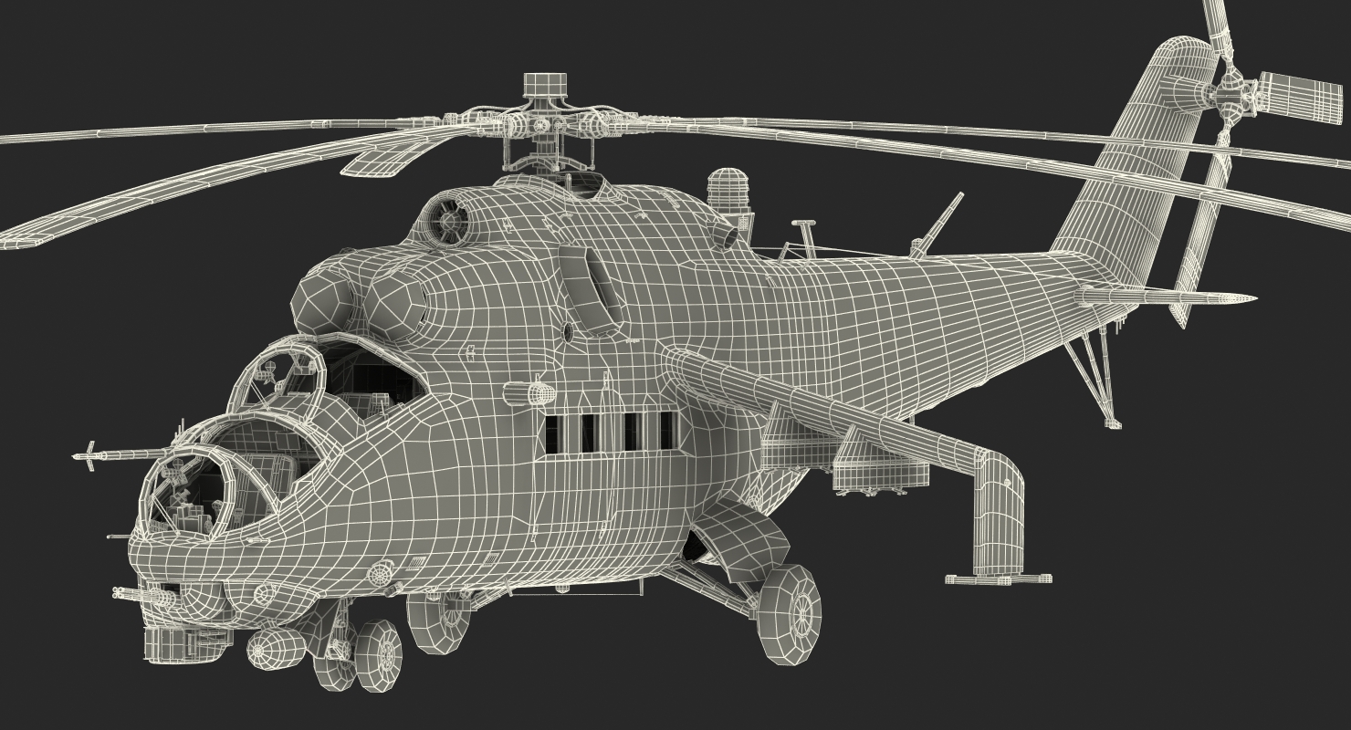 3D model Russian Helicopter Mil Mi 24 Rigged