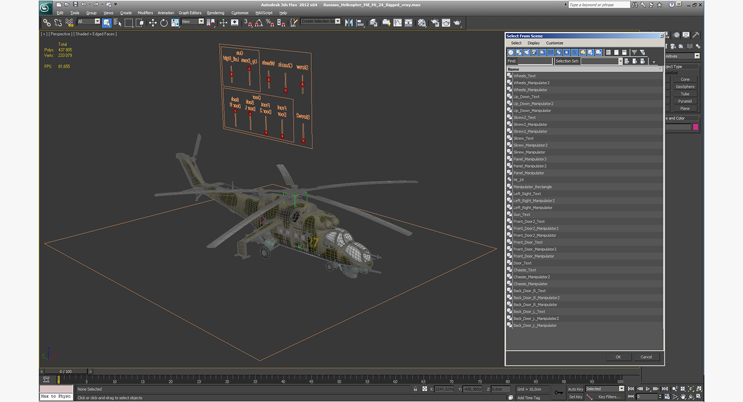 3D model Russian Helicopter Mil Mi 24 Rigged