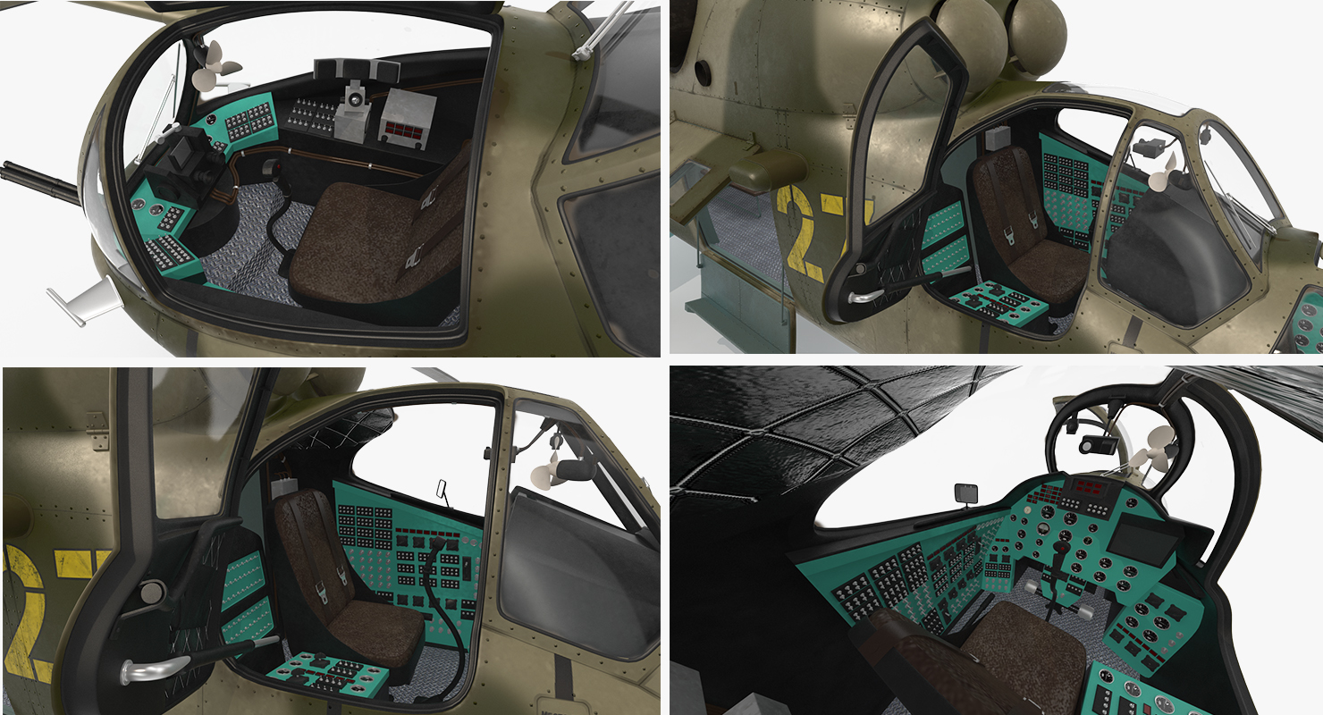 3D model Russian Helicopter Mil Mi 24 Rigged