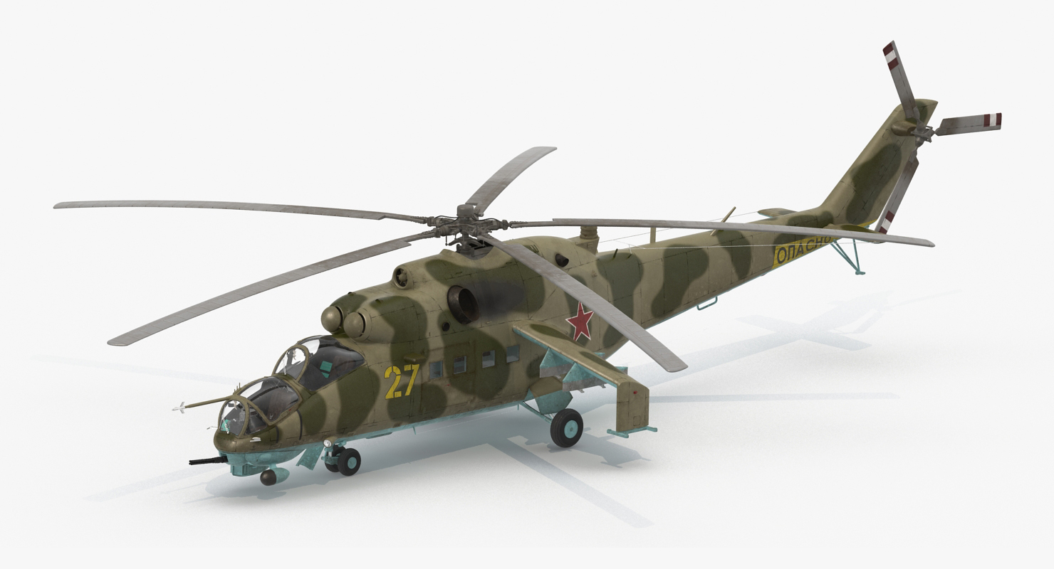 3D model Russian Helicopter Mil Mi 24 Rigged