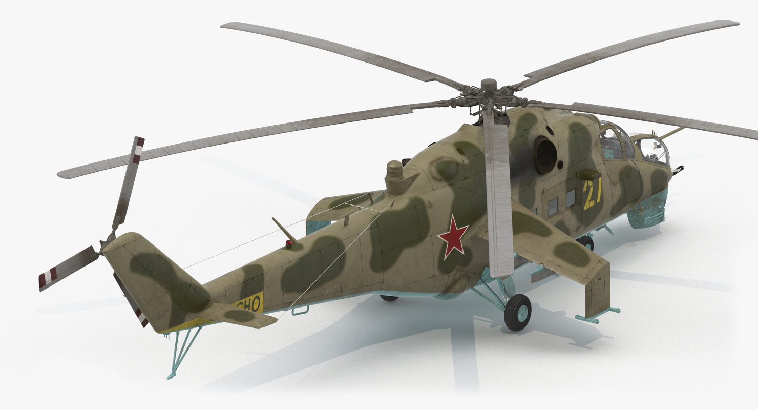 3D model Russian Helicopter Mil Mi 24 Rigged