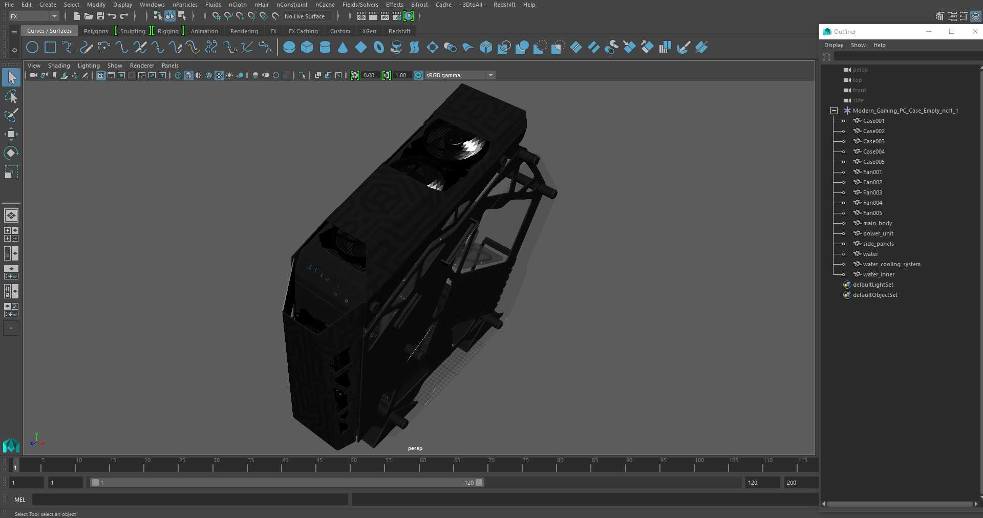 Modern Gaming PC Case Empty 3D