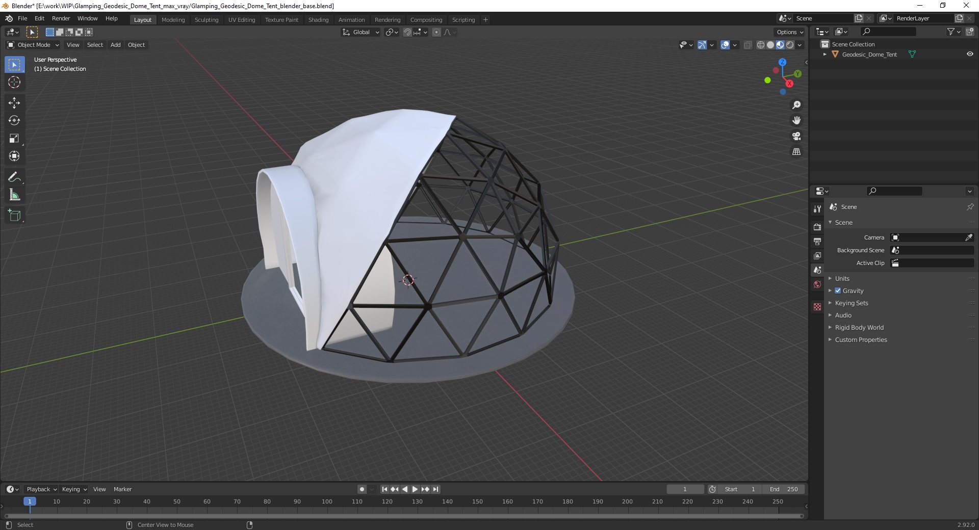 Glamping Geodesic Dome Tent 3D
