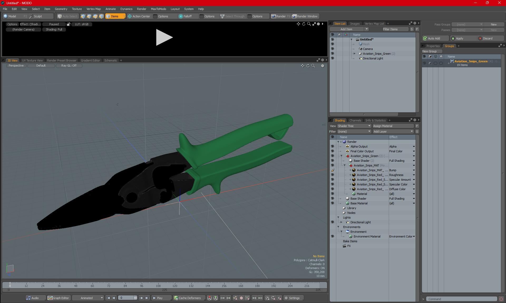 3D model Aviation Snips Green