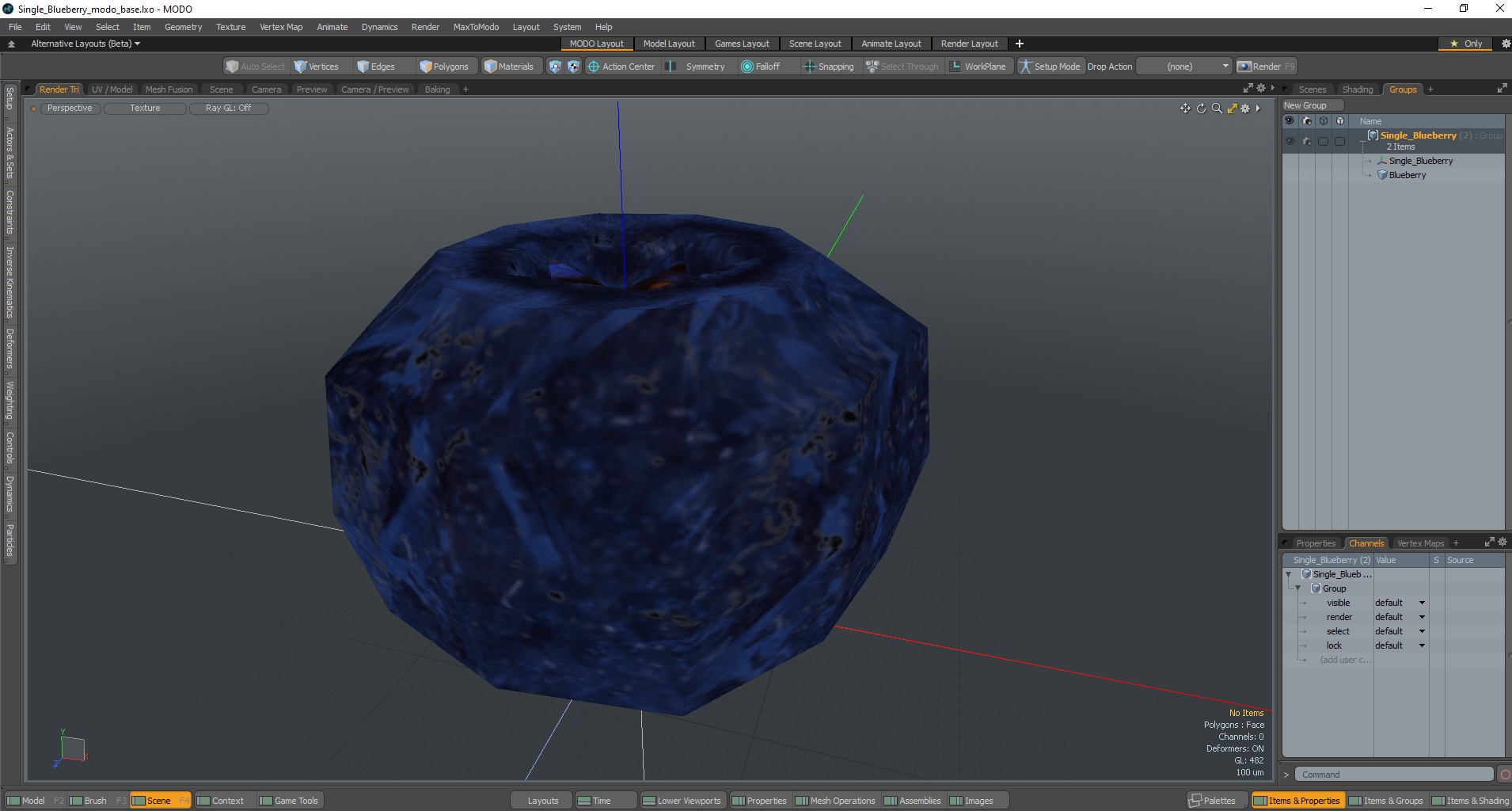 3D Single Blueberry
