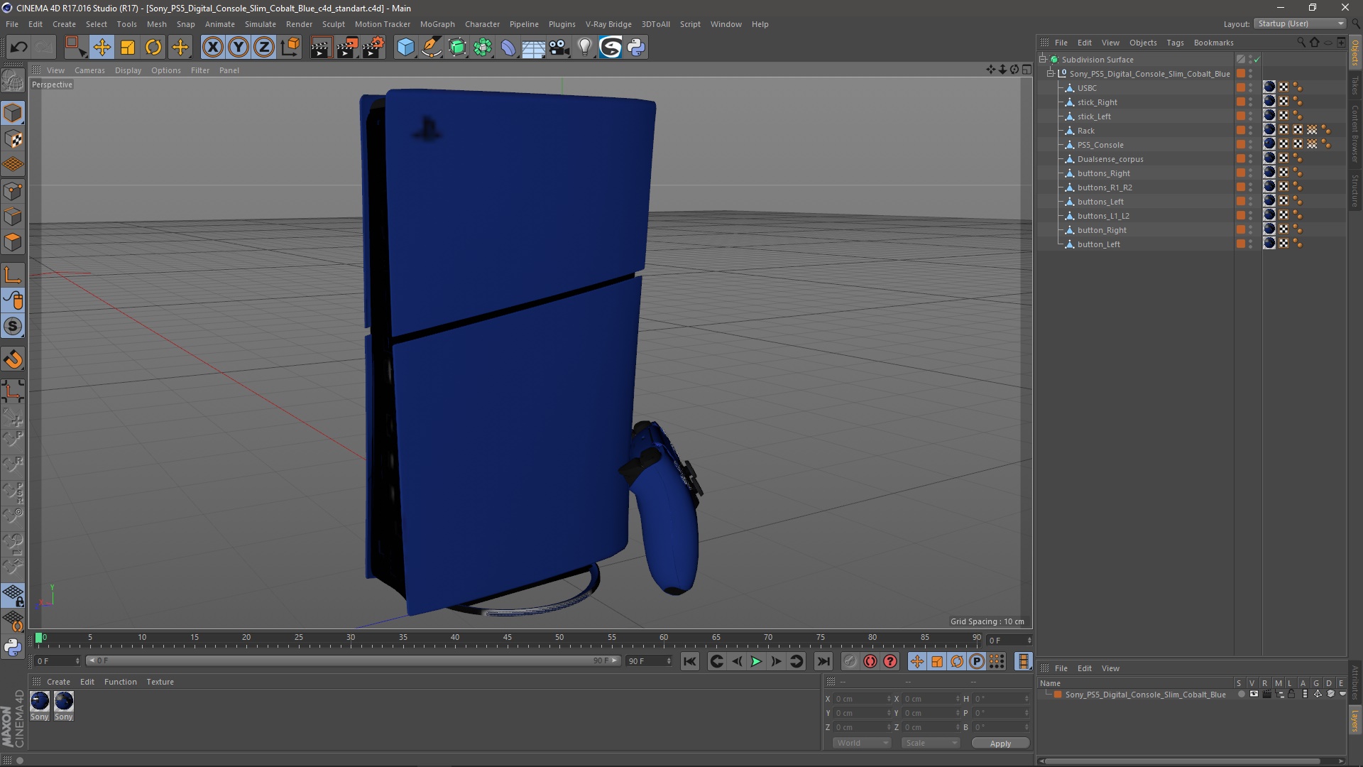 3D Sony PS5 Digital Console Slim Cobalt Blue