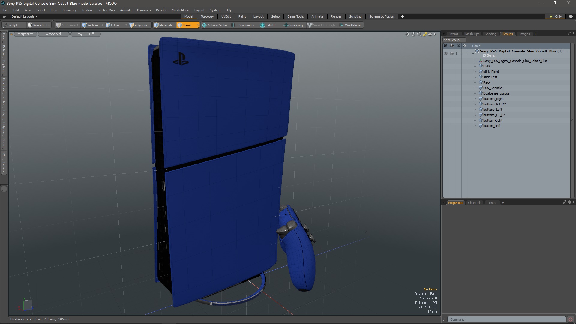3D Sony PS5 Digital Console Slim Cobalt Blue