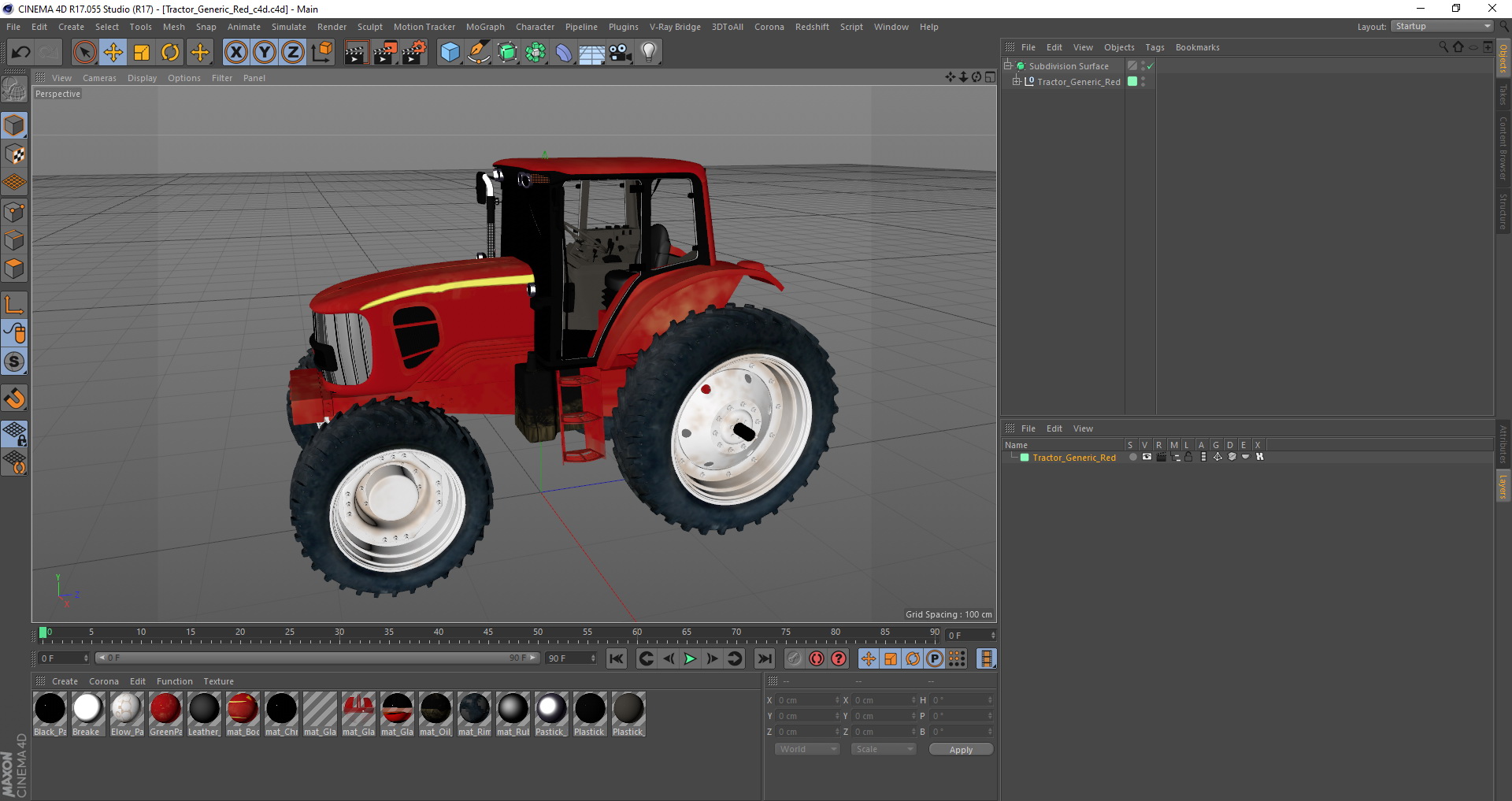 Tractor Generic Red 3D model
