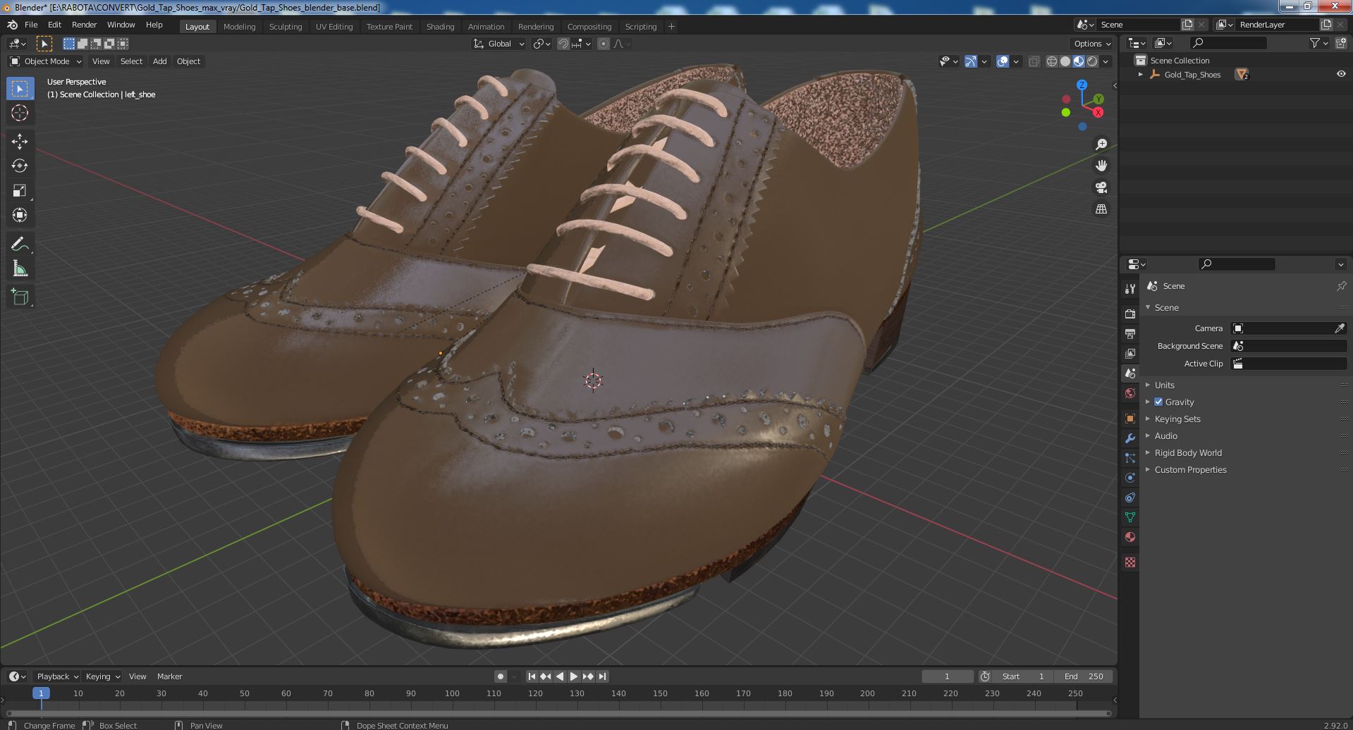 Gold Tap Shoes 3D model