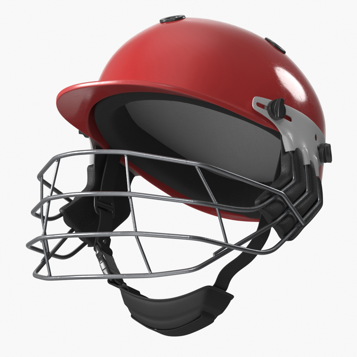 Cricket Headgear with Metal Face Cage Red 3D model preview