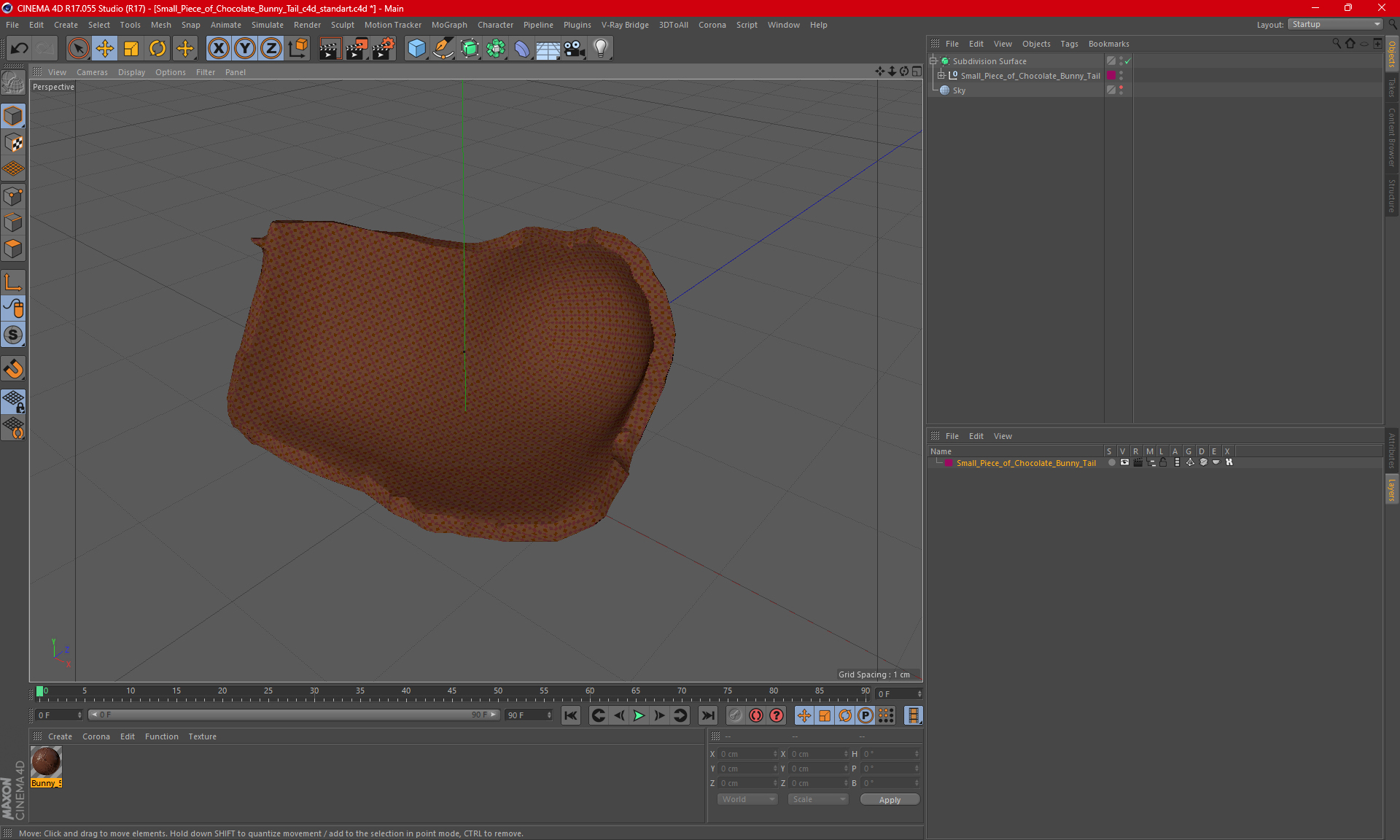 3D model Small Piece of Chocolate Bunny Tail