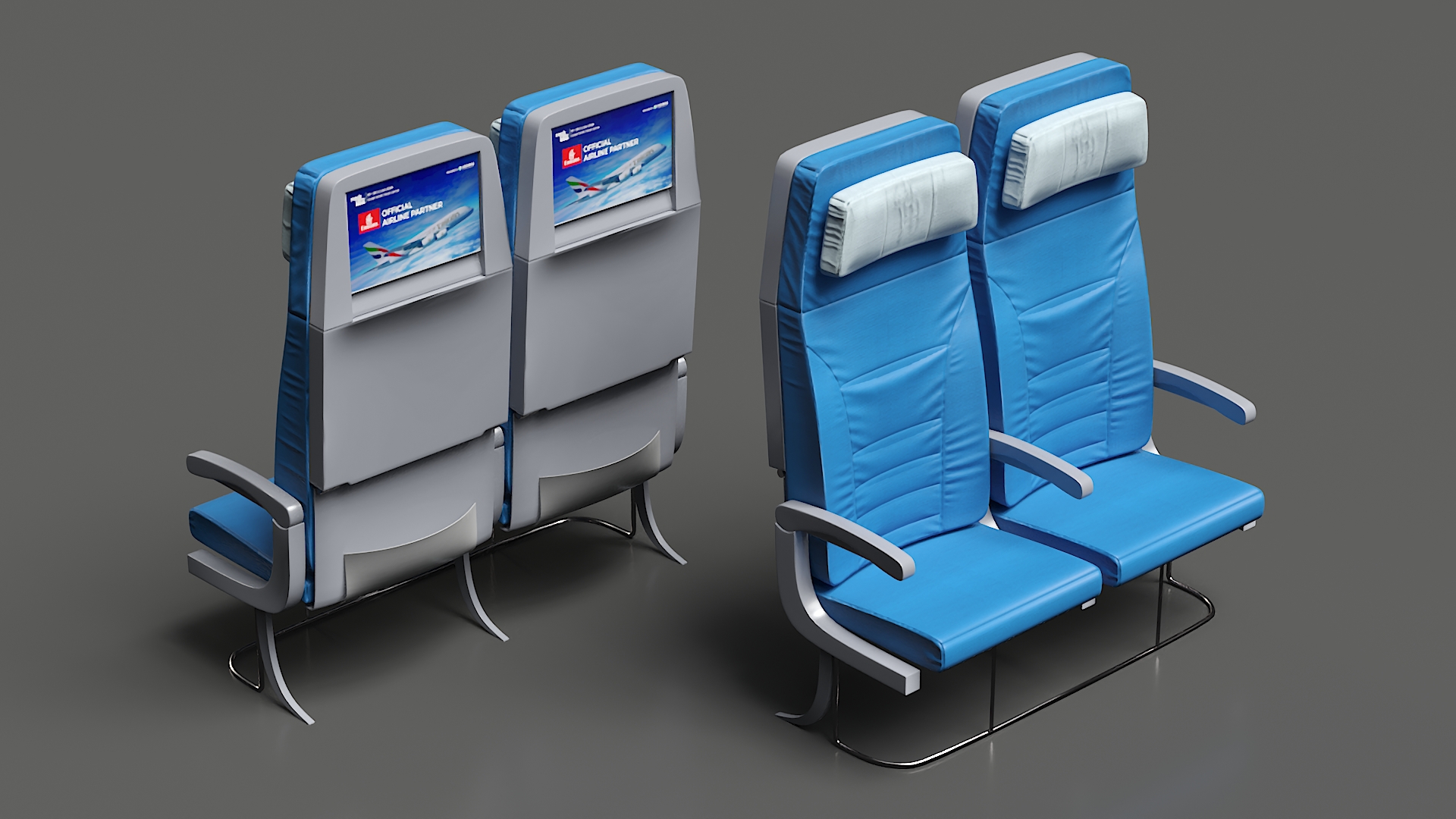 3D Double Passenger Airplane Seats