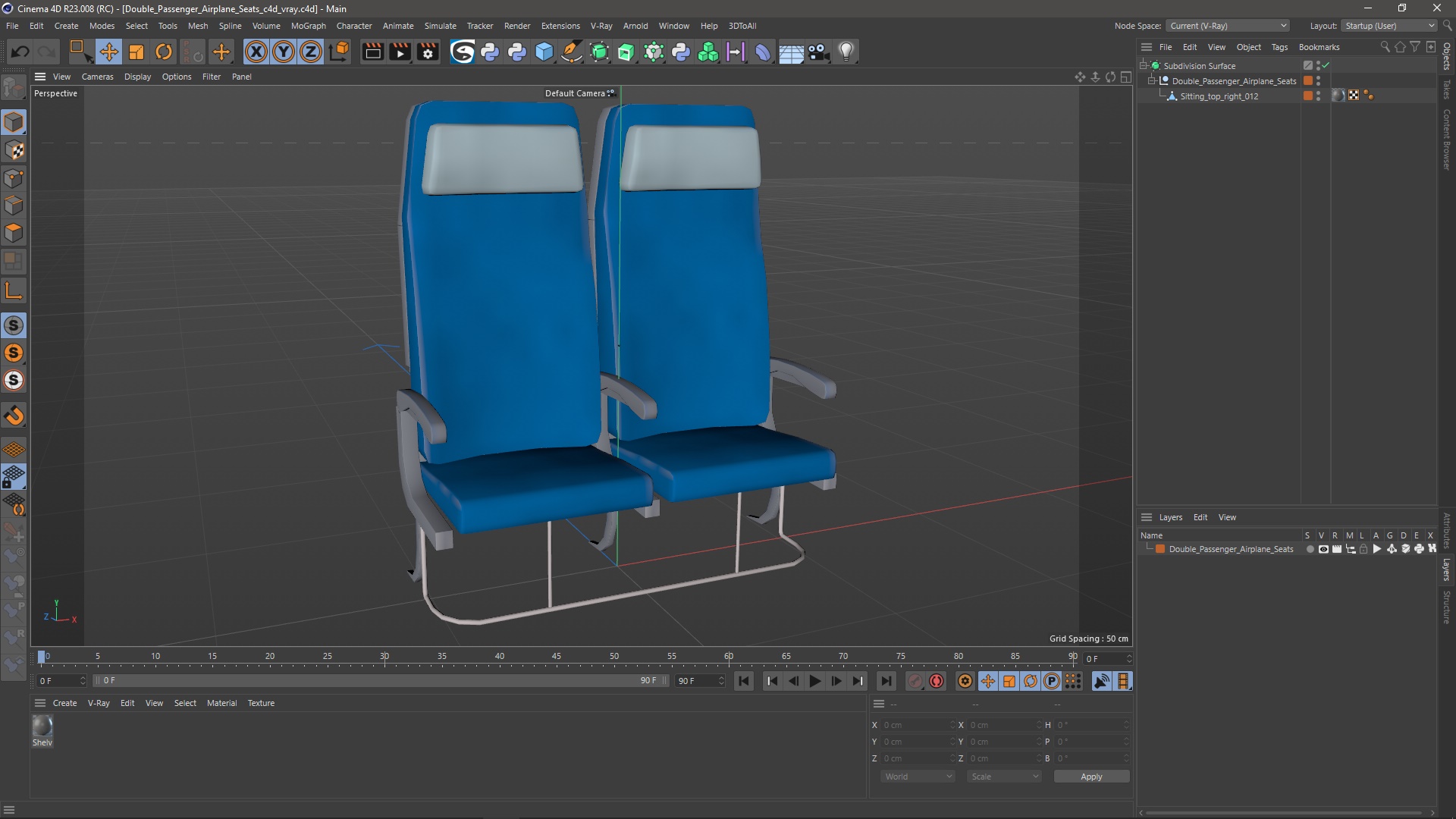 3D Double Passenger Airplane Seats