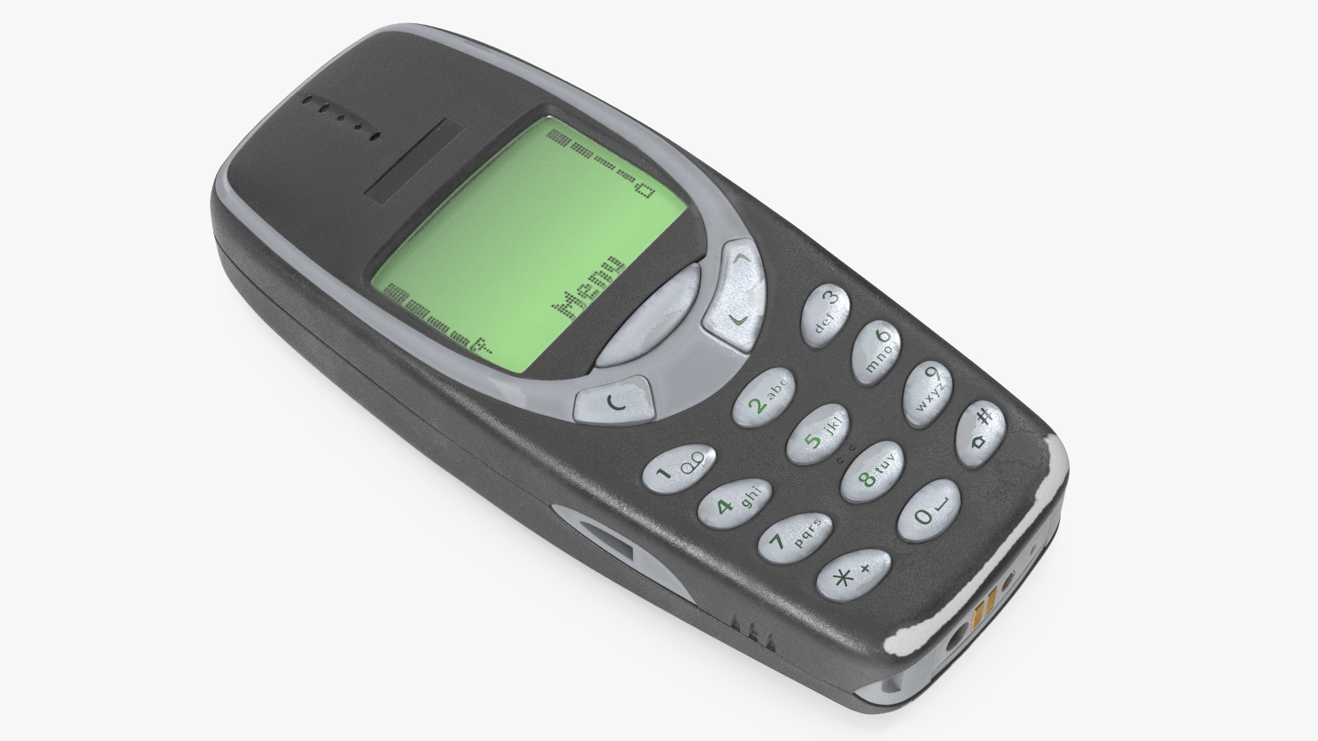 Old Scratched Cell Phone Black Switched On 3D