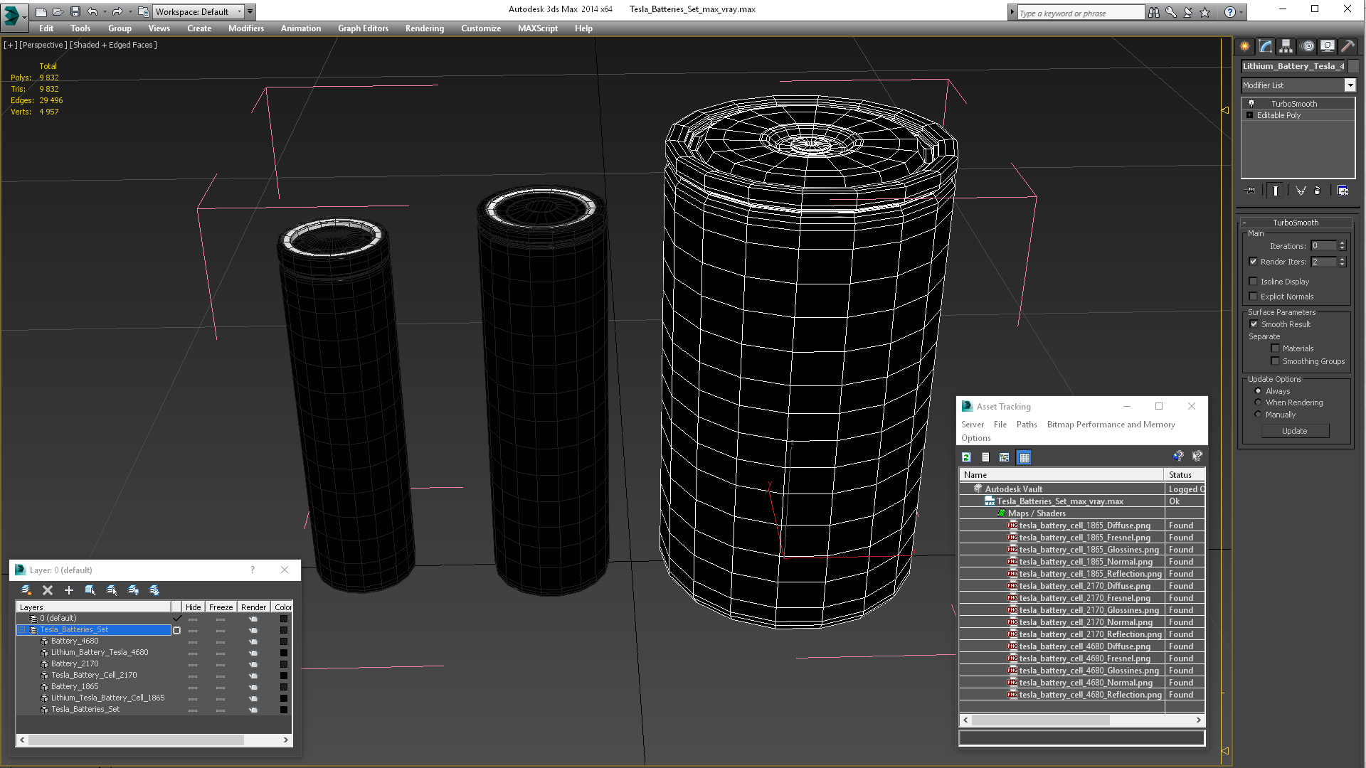 Tesla Batteries Set 3D model