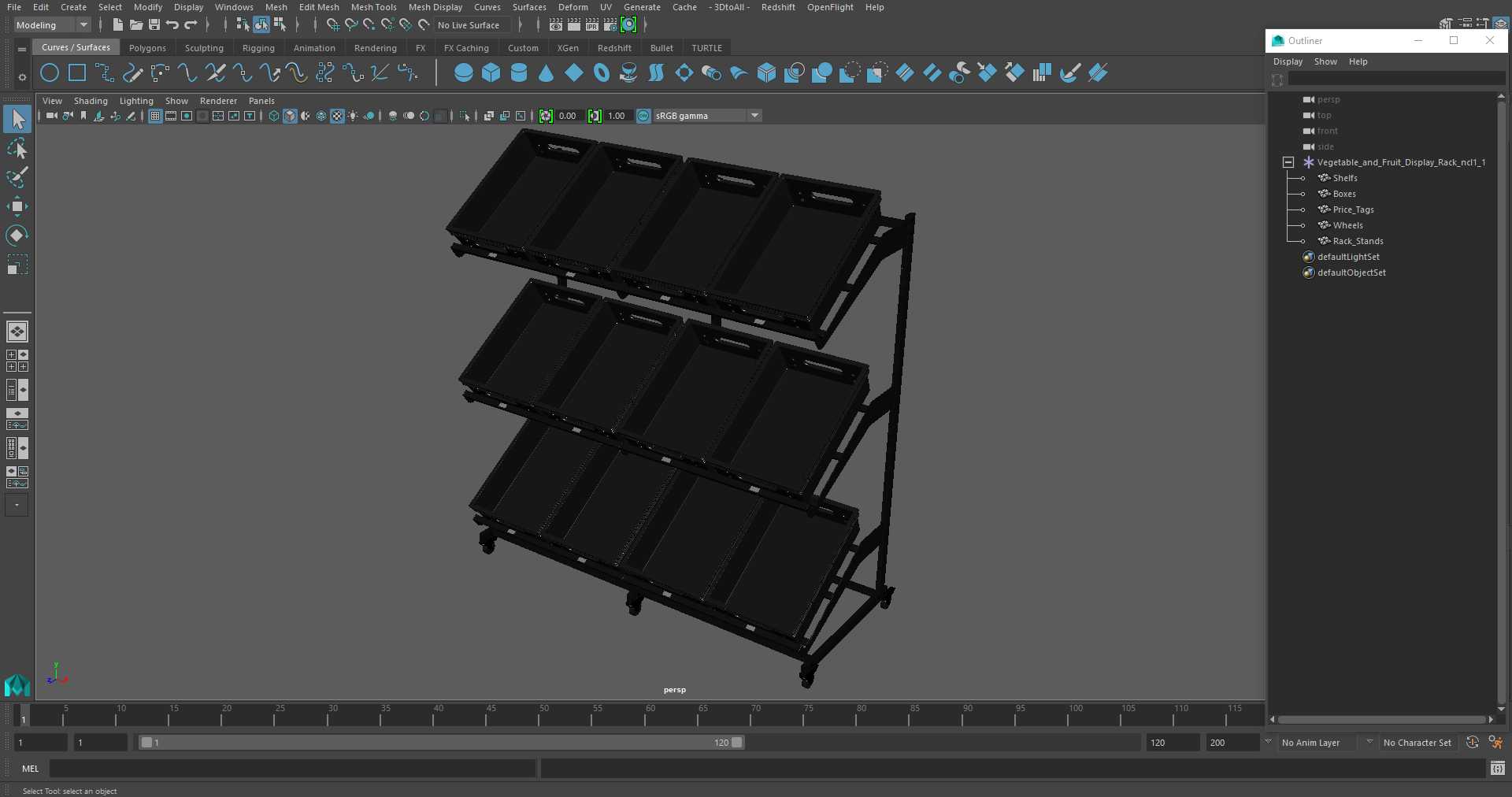 Vegetable and Fruit Display Rack 3D