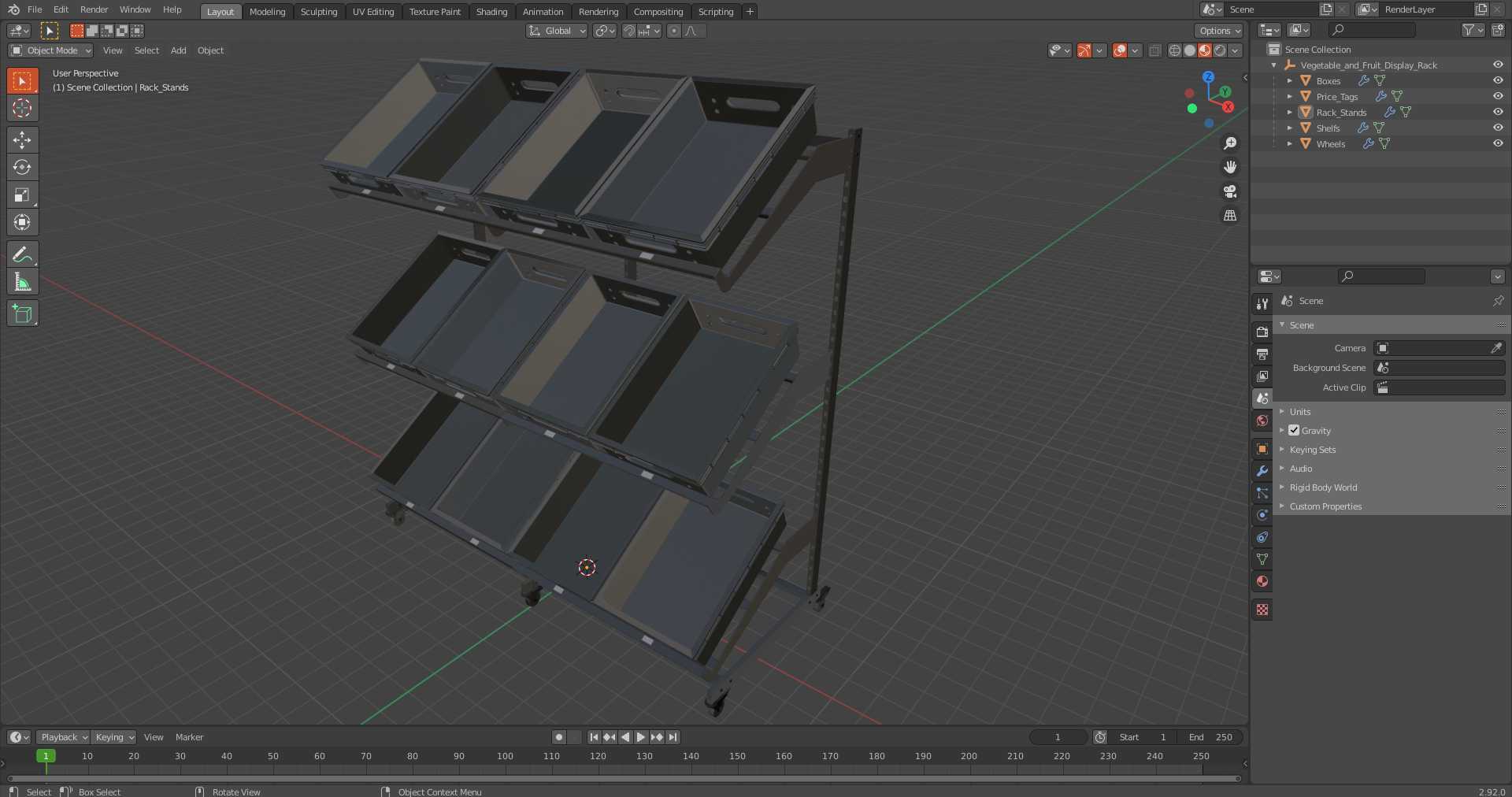 Vegetable and Fruit Display Rack 3D