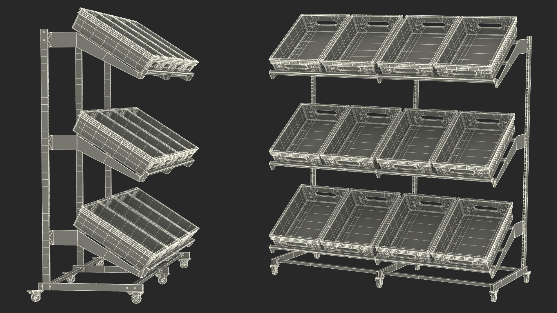Vegetable and Fruit Display Rack 3D