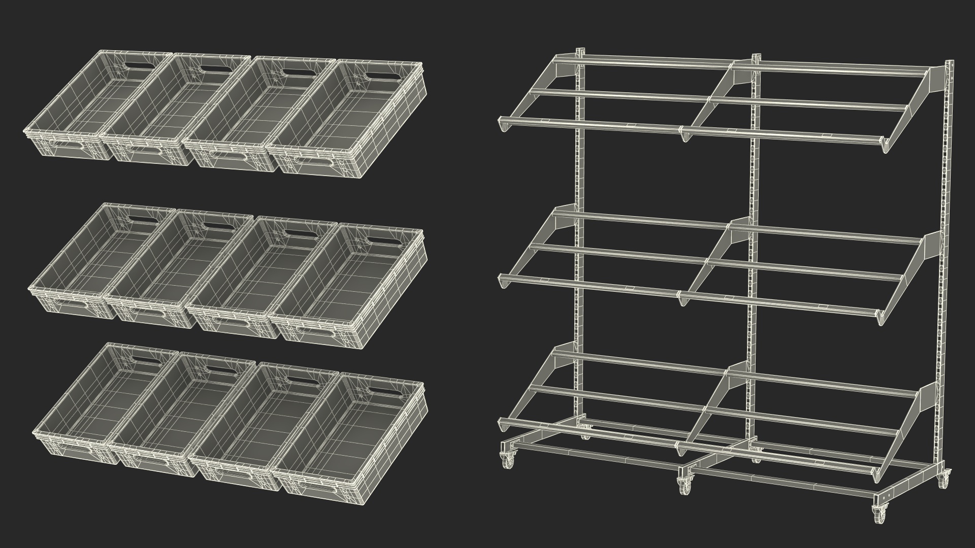 Vegetable and Fruit Display Rack 3D