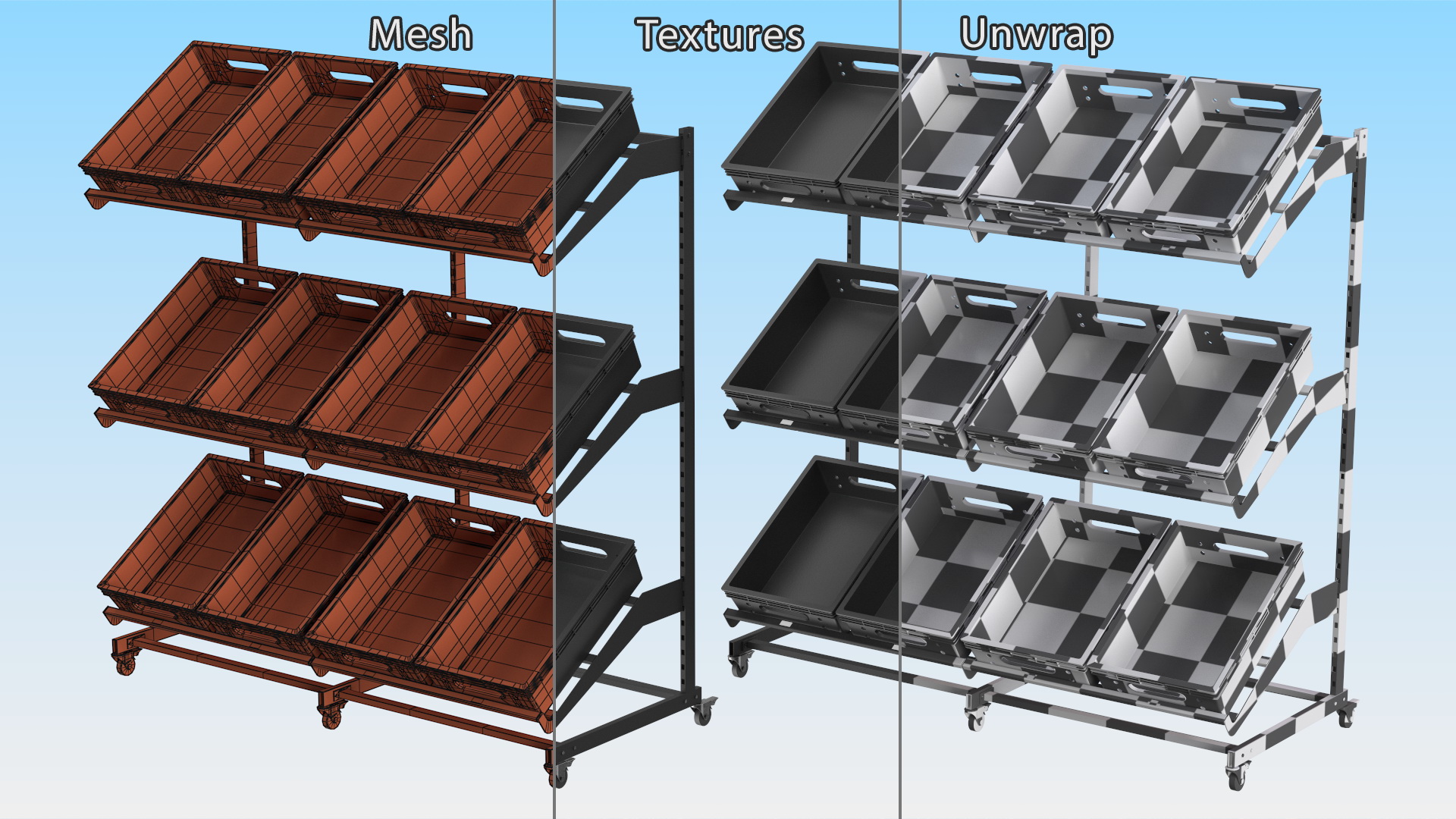 Vegetable and Fruit Display Rack 3D