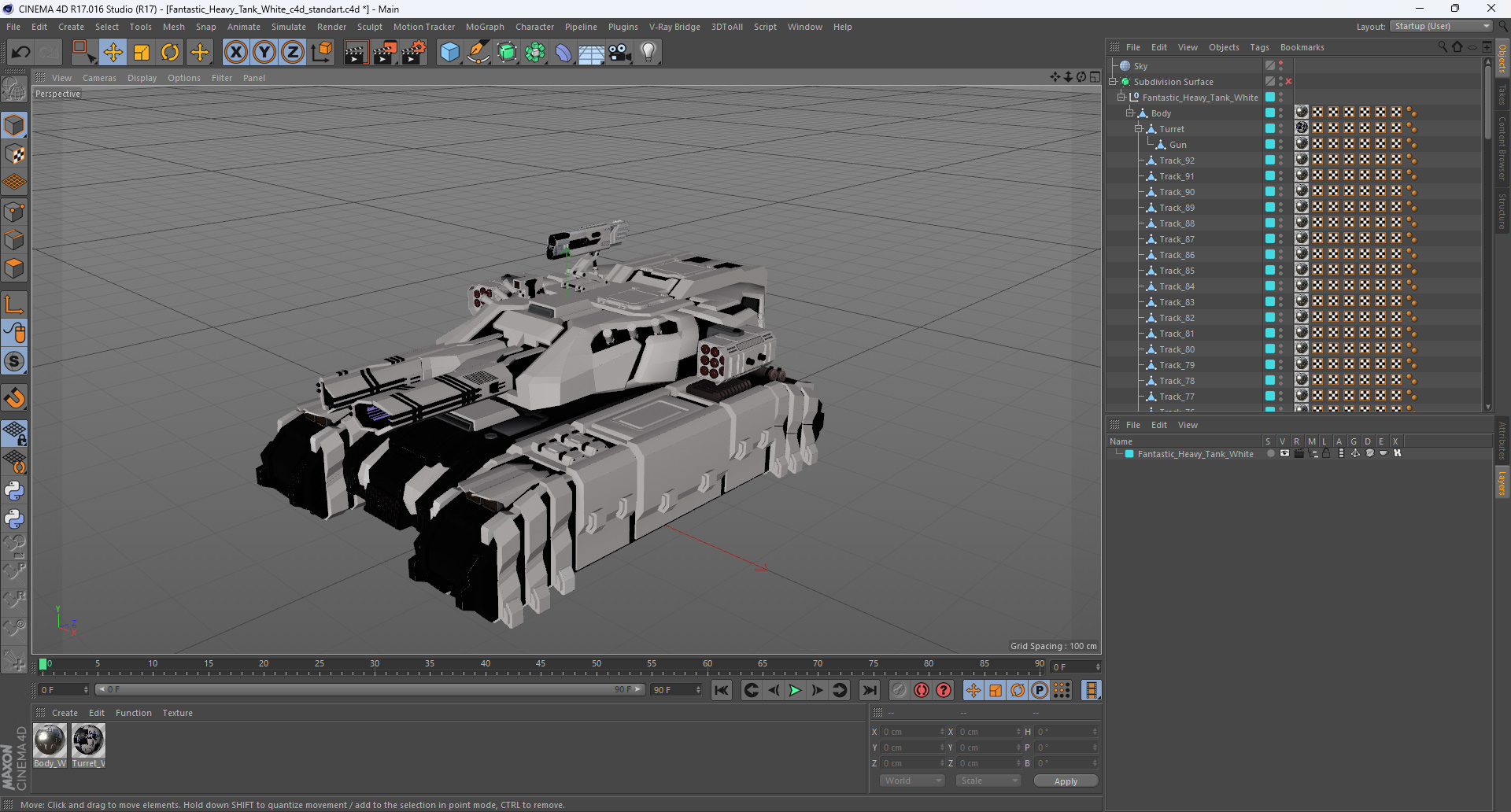 3D Fantastic Heavy Tank White